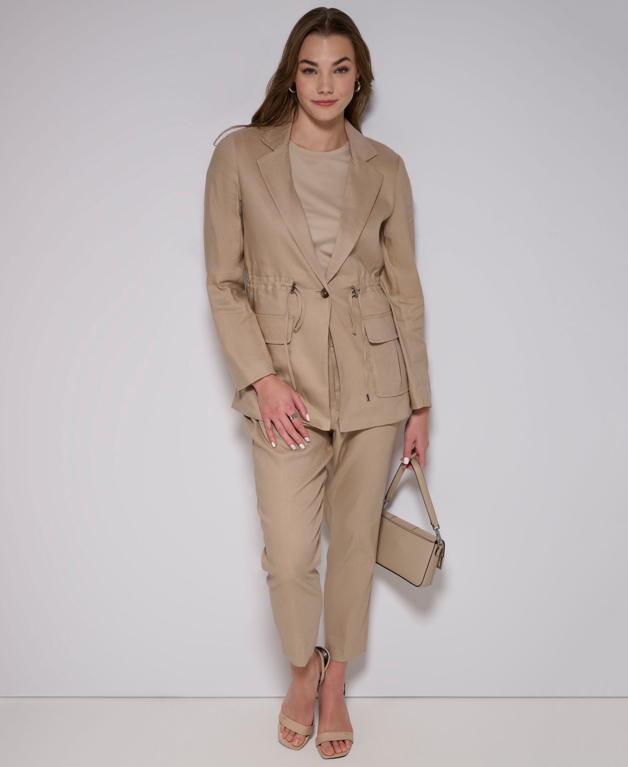Women's Cropped Linen-Blend Signature Pants
