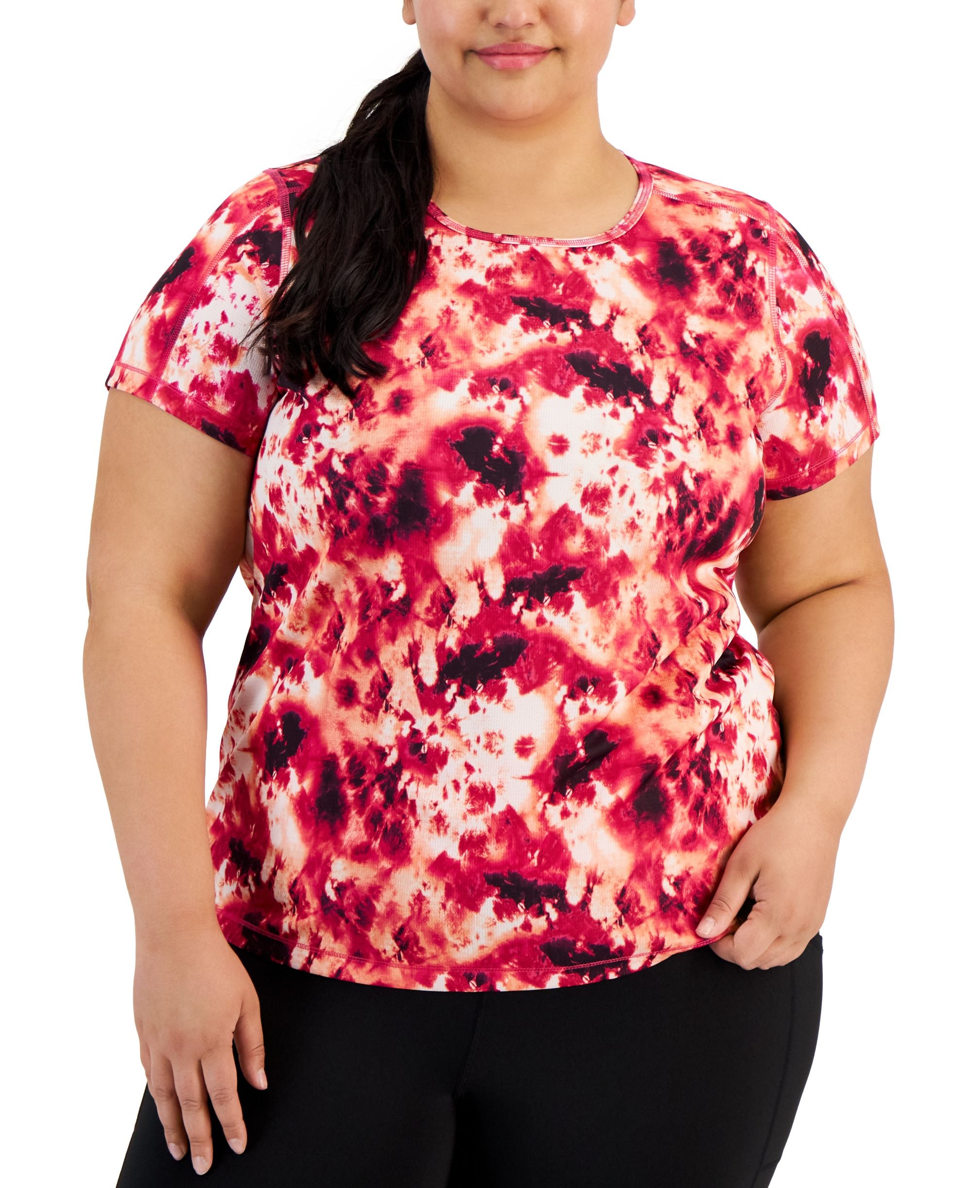 Plus Size Relaxed Tie Dye Birdseye Mesh T-Modern Shirt