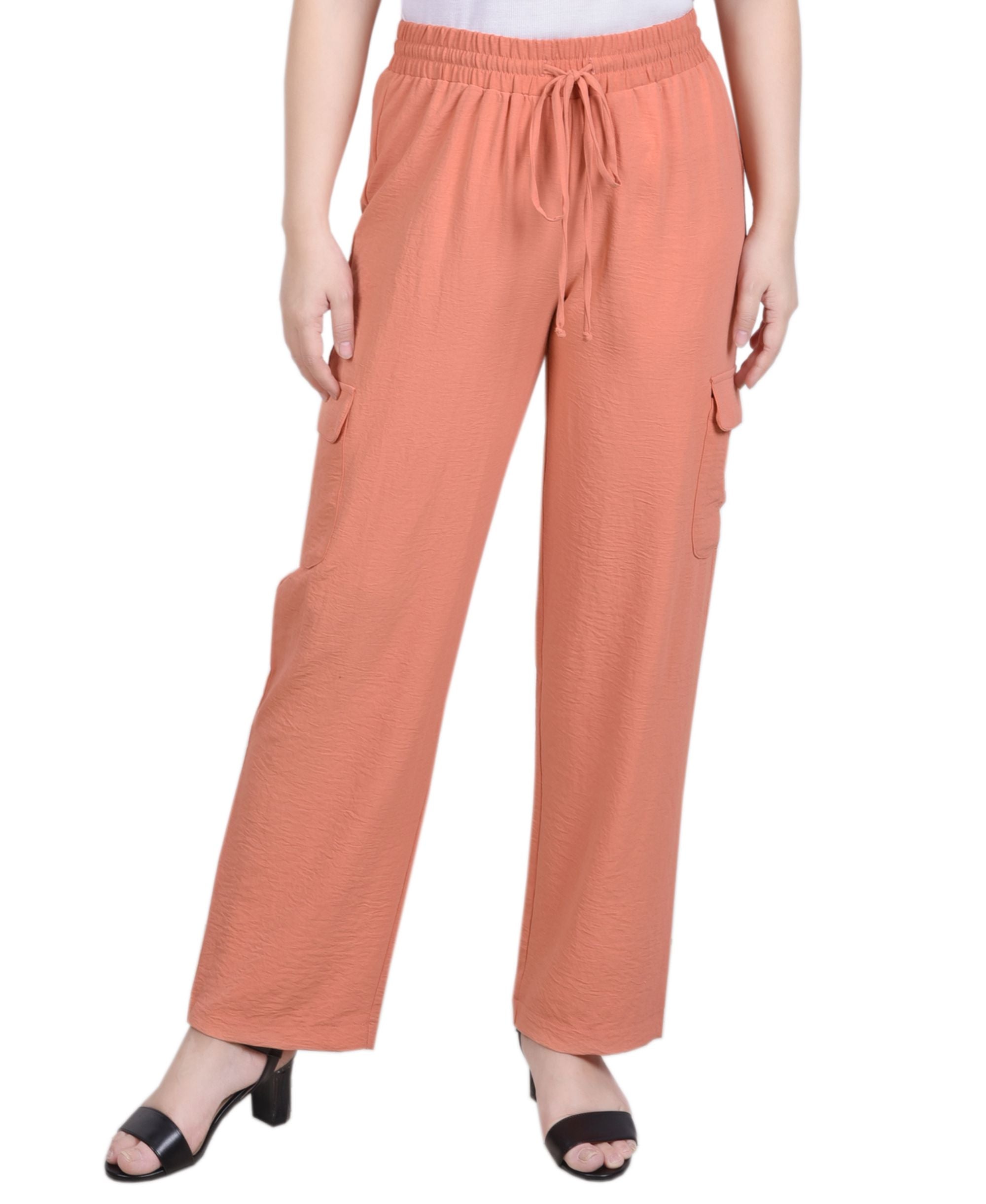 NY Collection Petite Comfort-Waist Straight Cargo Signature Pants