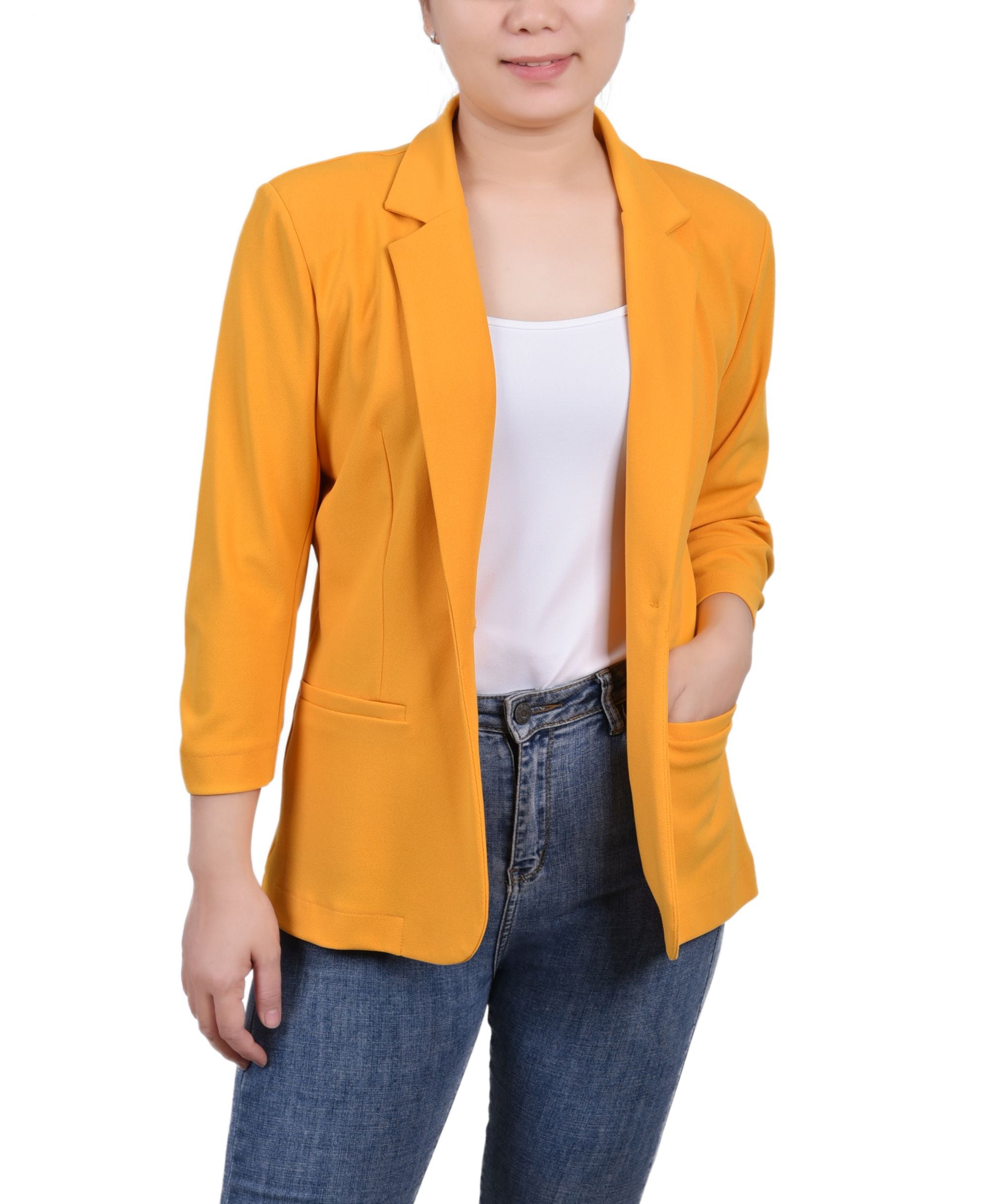 Petite 3/4 Sleeve Scuba Crepe Blazer
