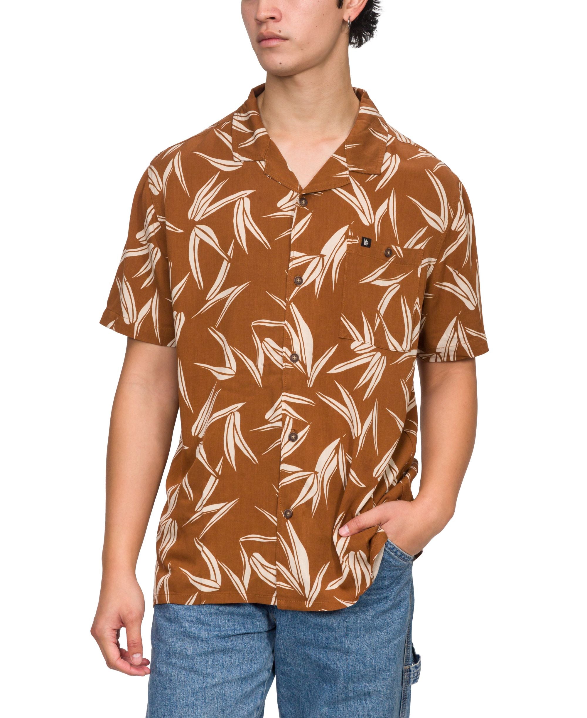 Men's Coal Short-Sleeve Woven Modern Shirt