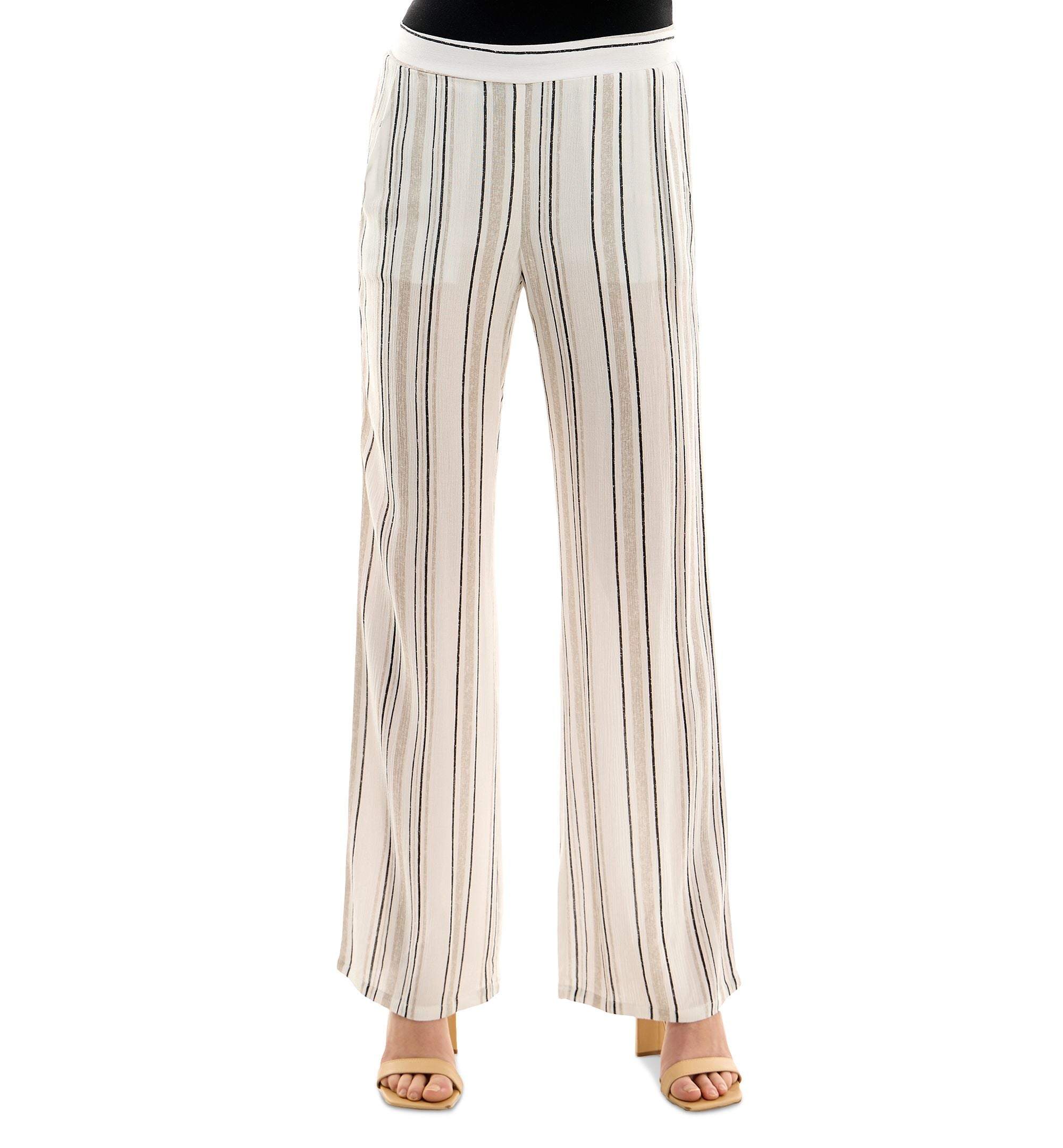 Juniors' Stripe-Print Mid-Rise Pull-On Signature Pants
