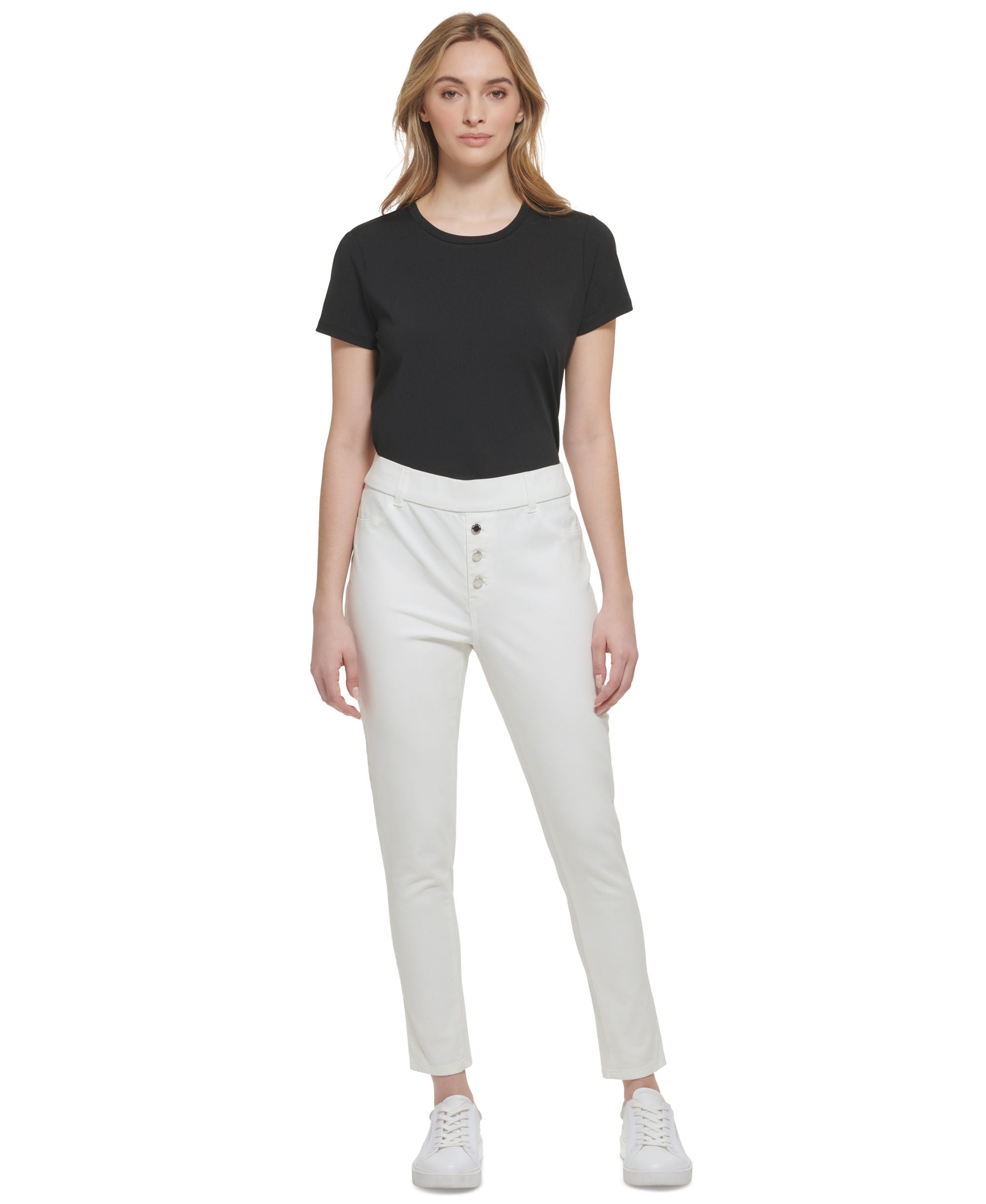 Women's Pull-On Faux-Button-Fly Skinny-Fit Signature Pants
