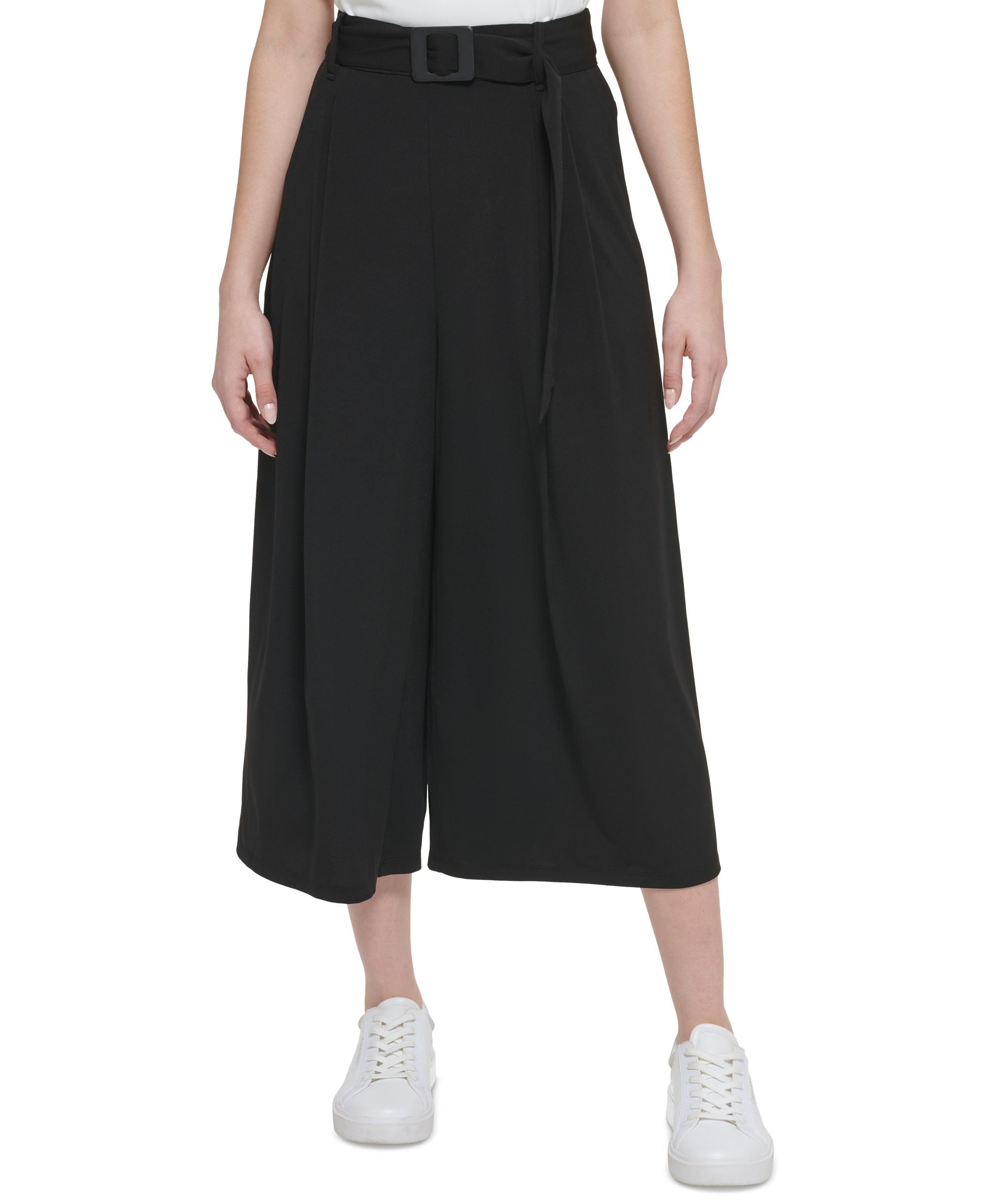 Women's Belted Wide-Leg Cropped Signature Pants