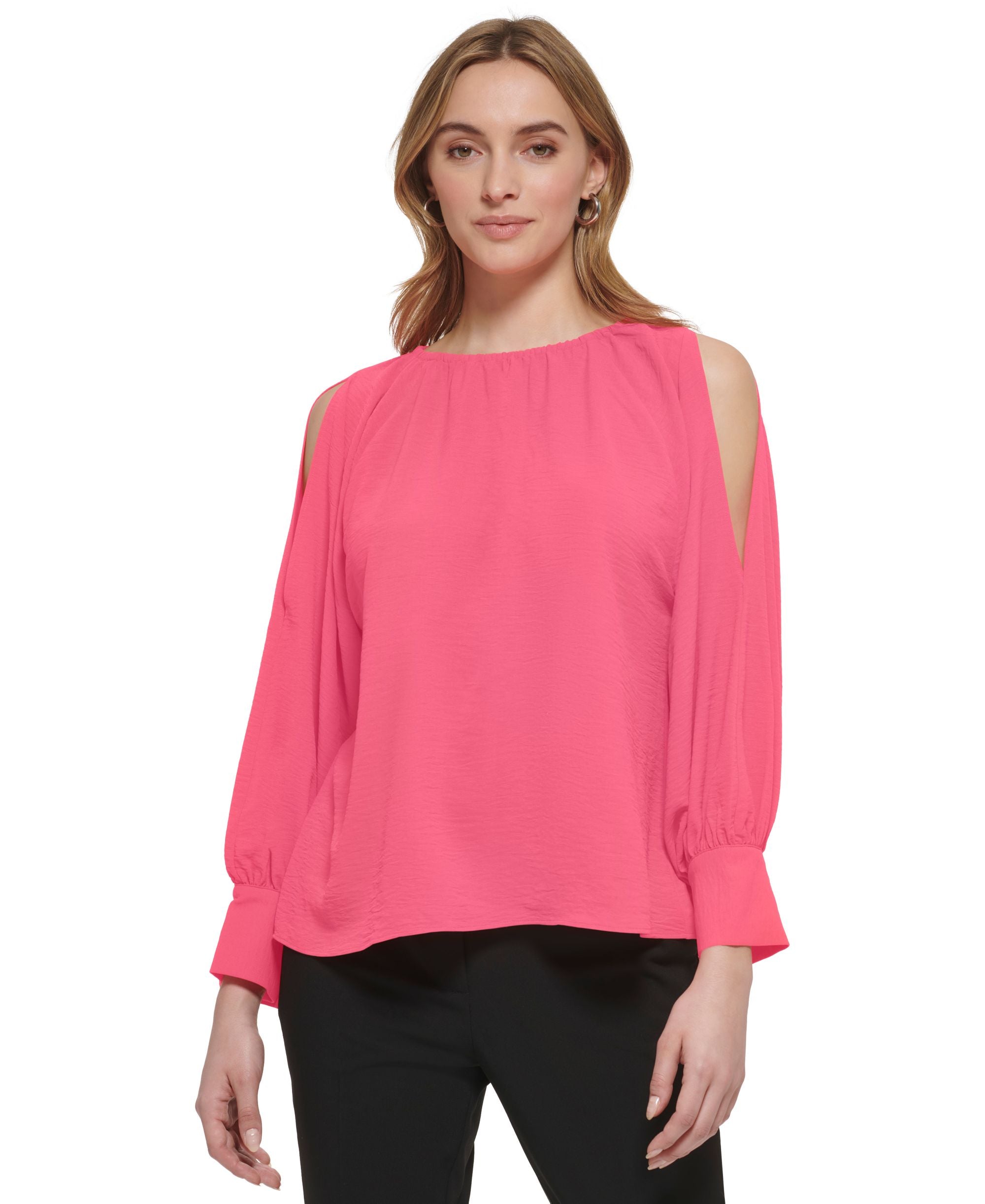 Women's Long-Sleeve Cold Shoulder Signature Blouse
