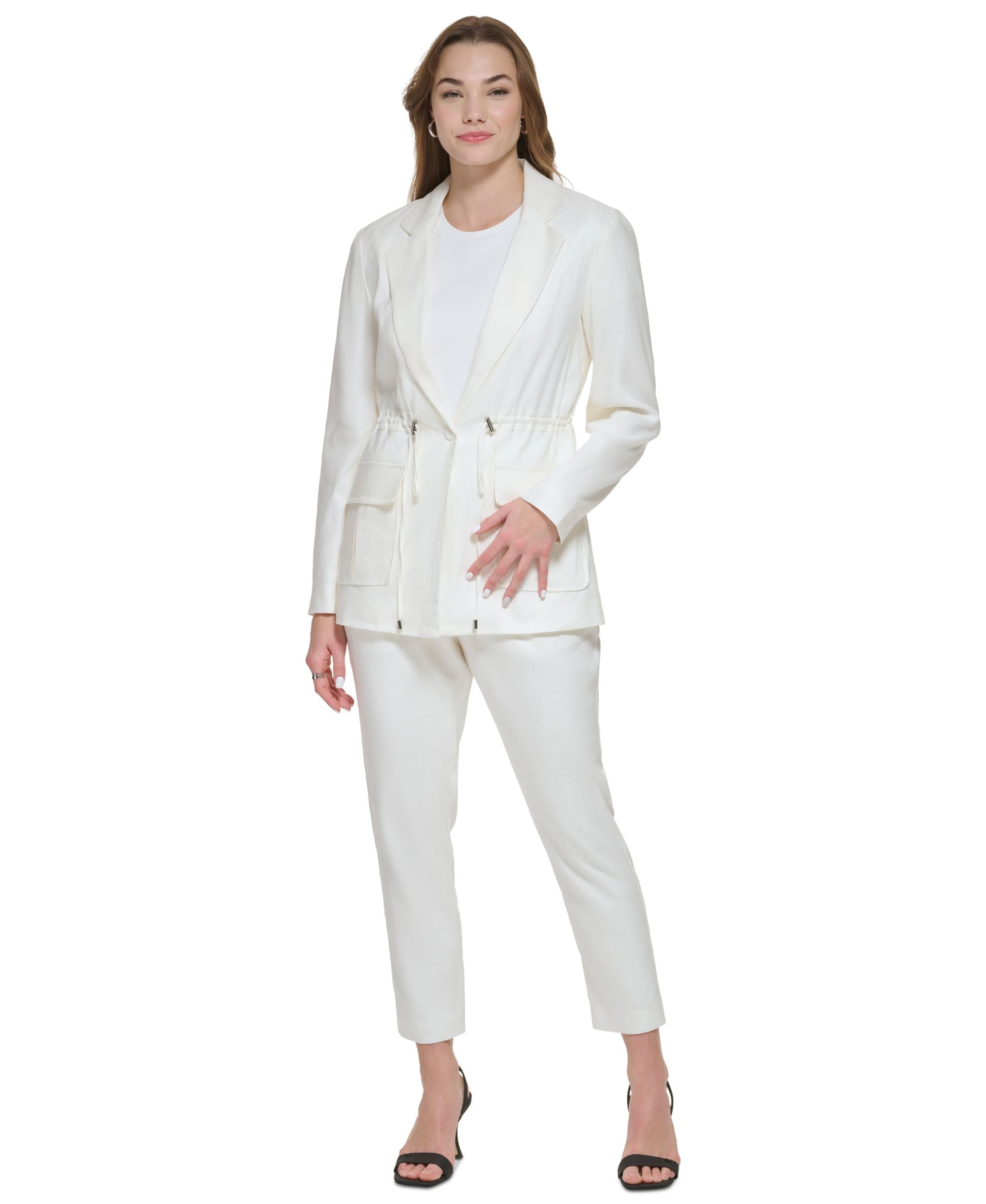 Women's Cropped Linen-Blend Signature Pants