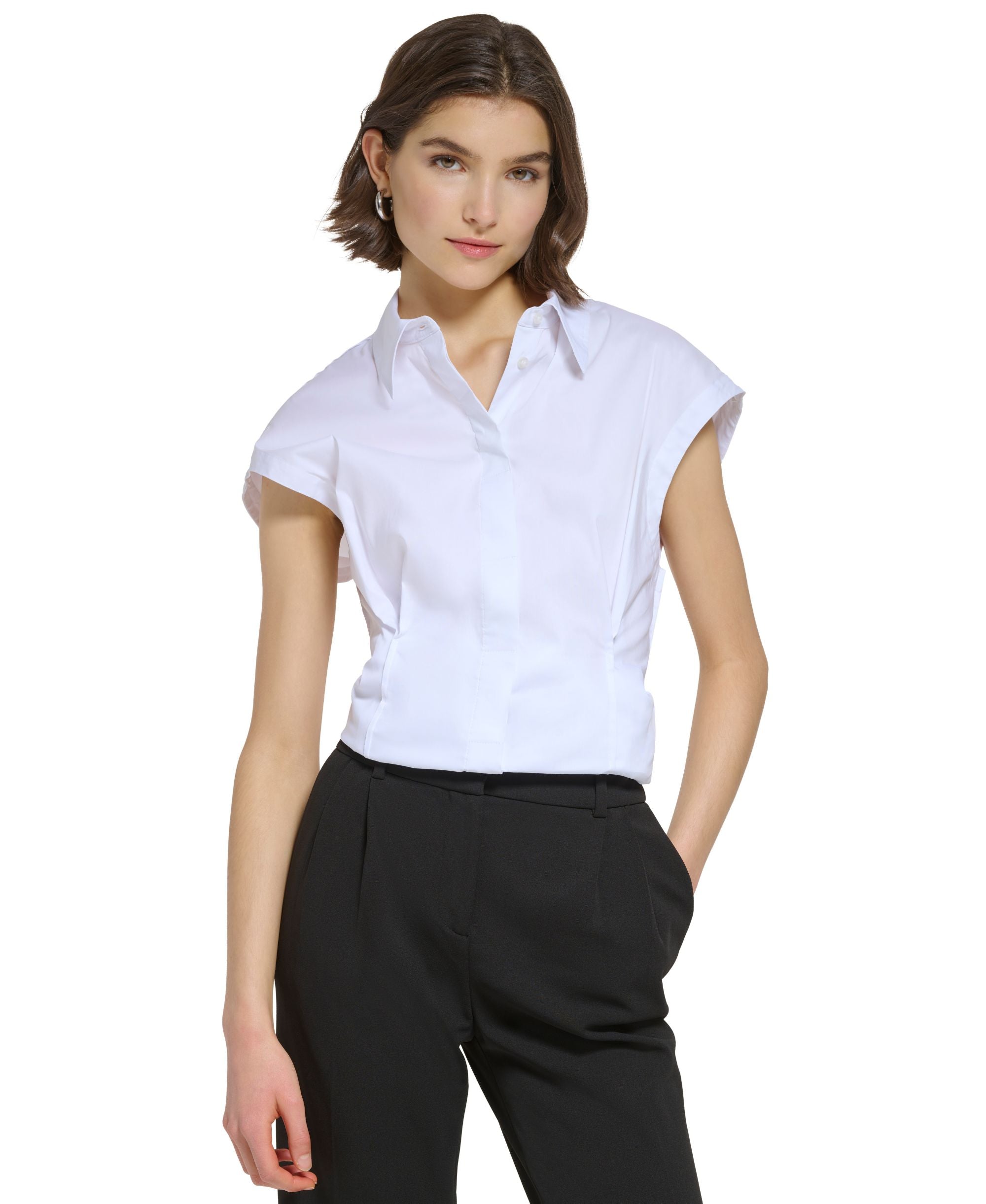 Women's Fitted Cap-Sleeve Modern Shirt