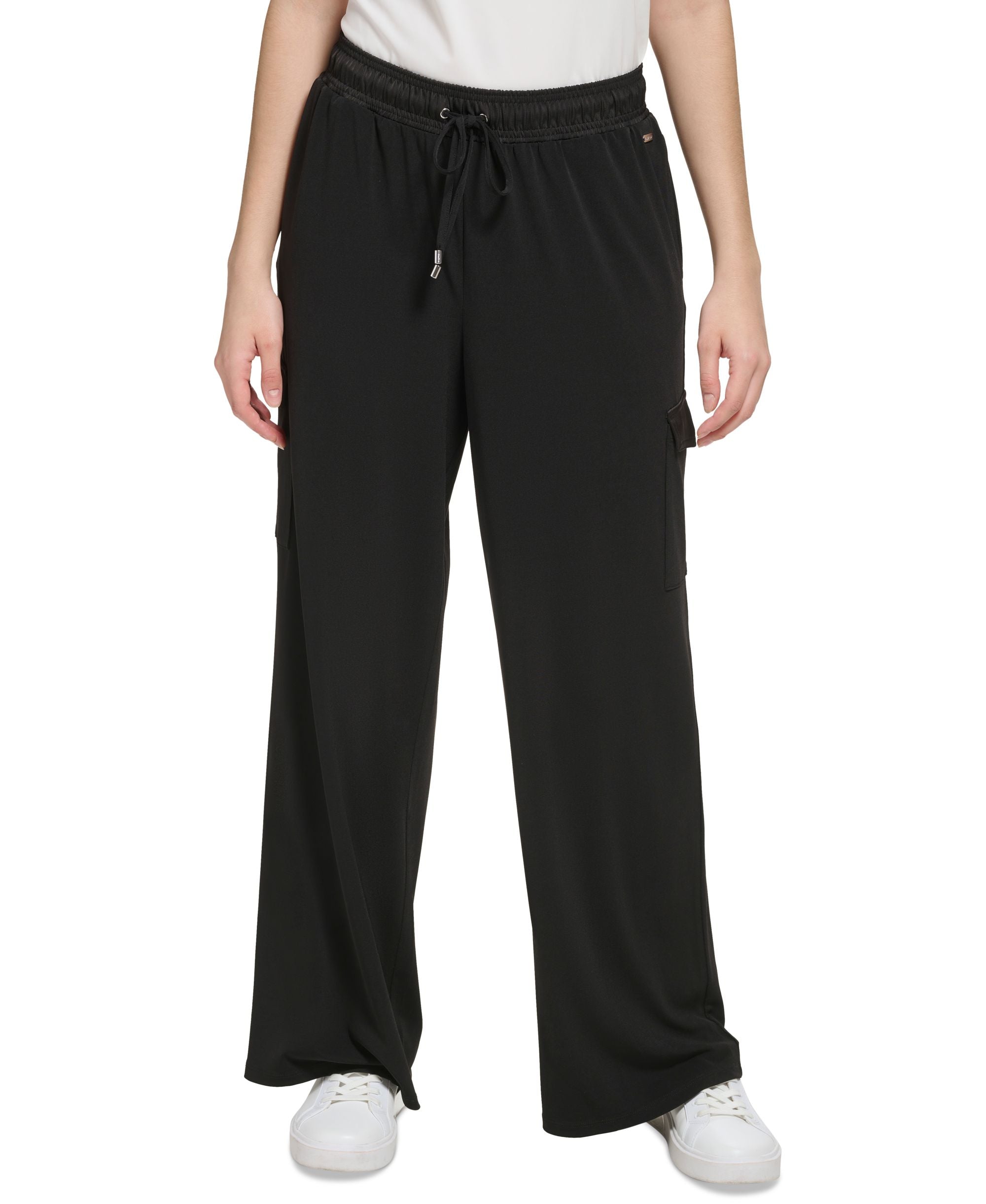 Women's Drawstring Wide-Leg Pull-On Cargo Signature Pants