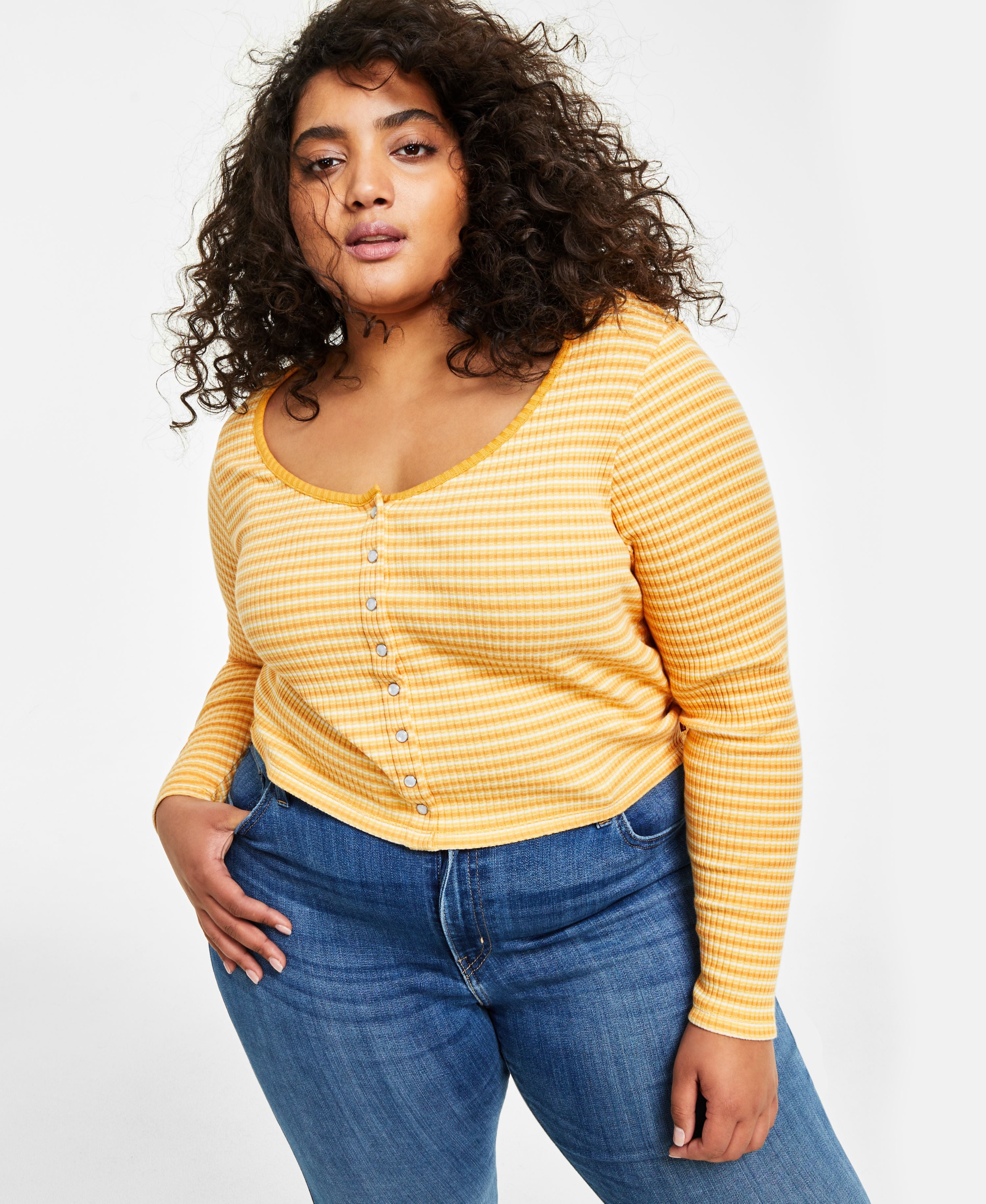 Modern Plus Size Britt Long-Sleeve Snap-Front Premium Top