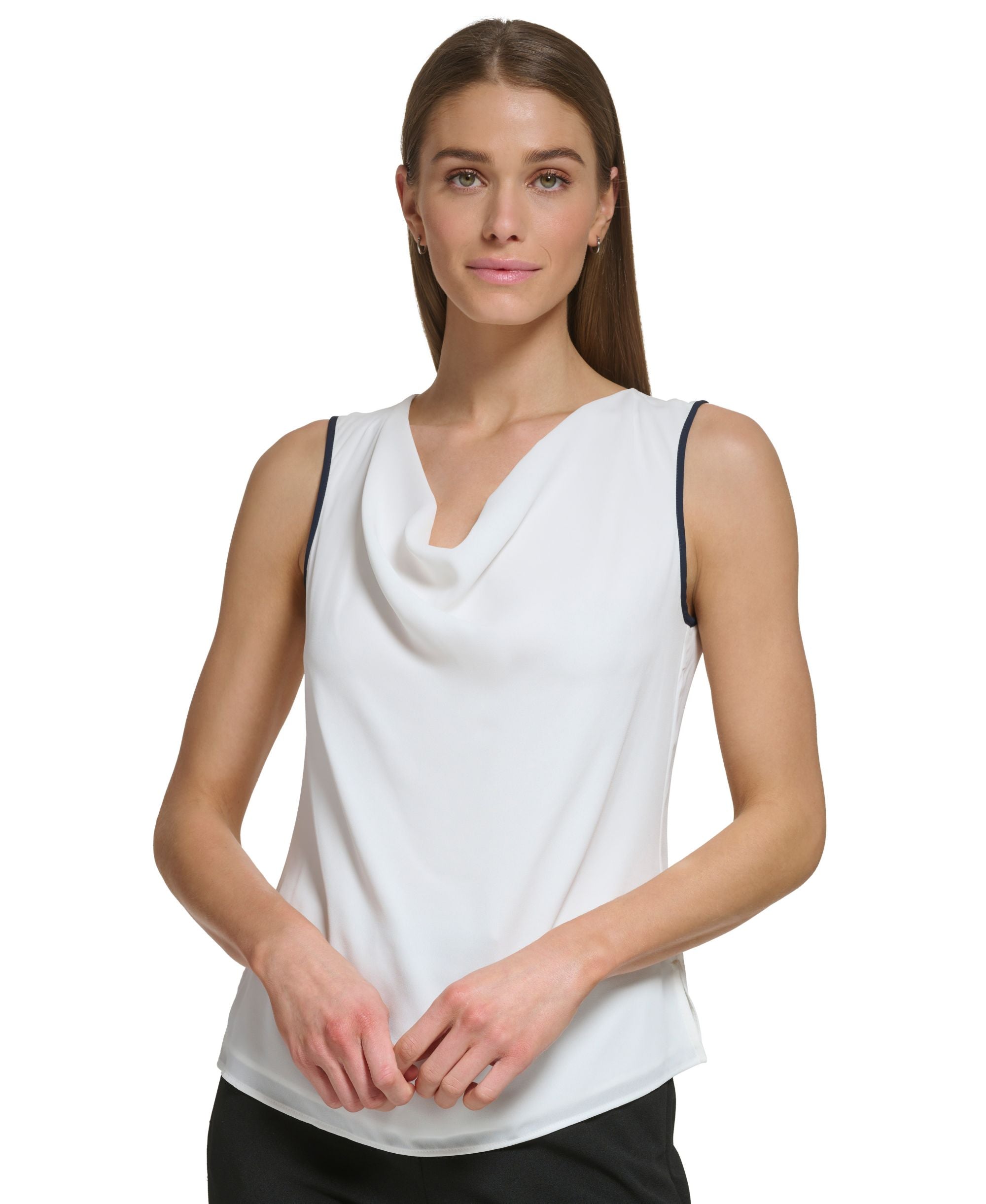 Women's Sleeveless Cowl-Neck Colorblocked Premium Top