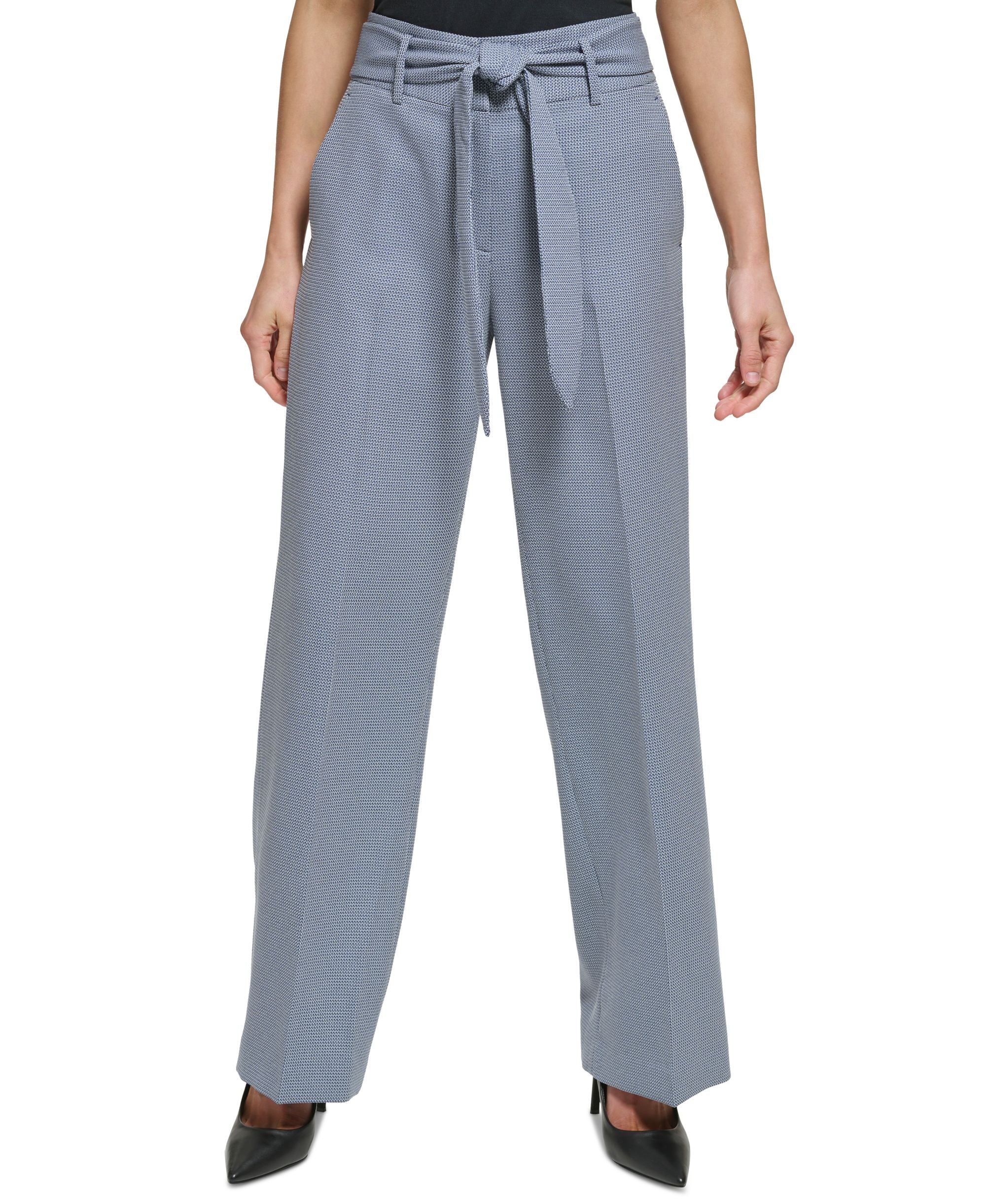 Women's Belted High-Rise Wide-Leg Signature Pants