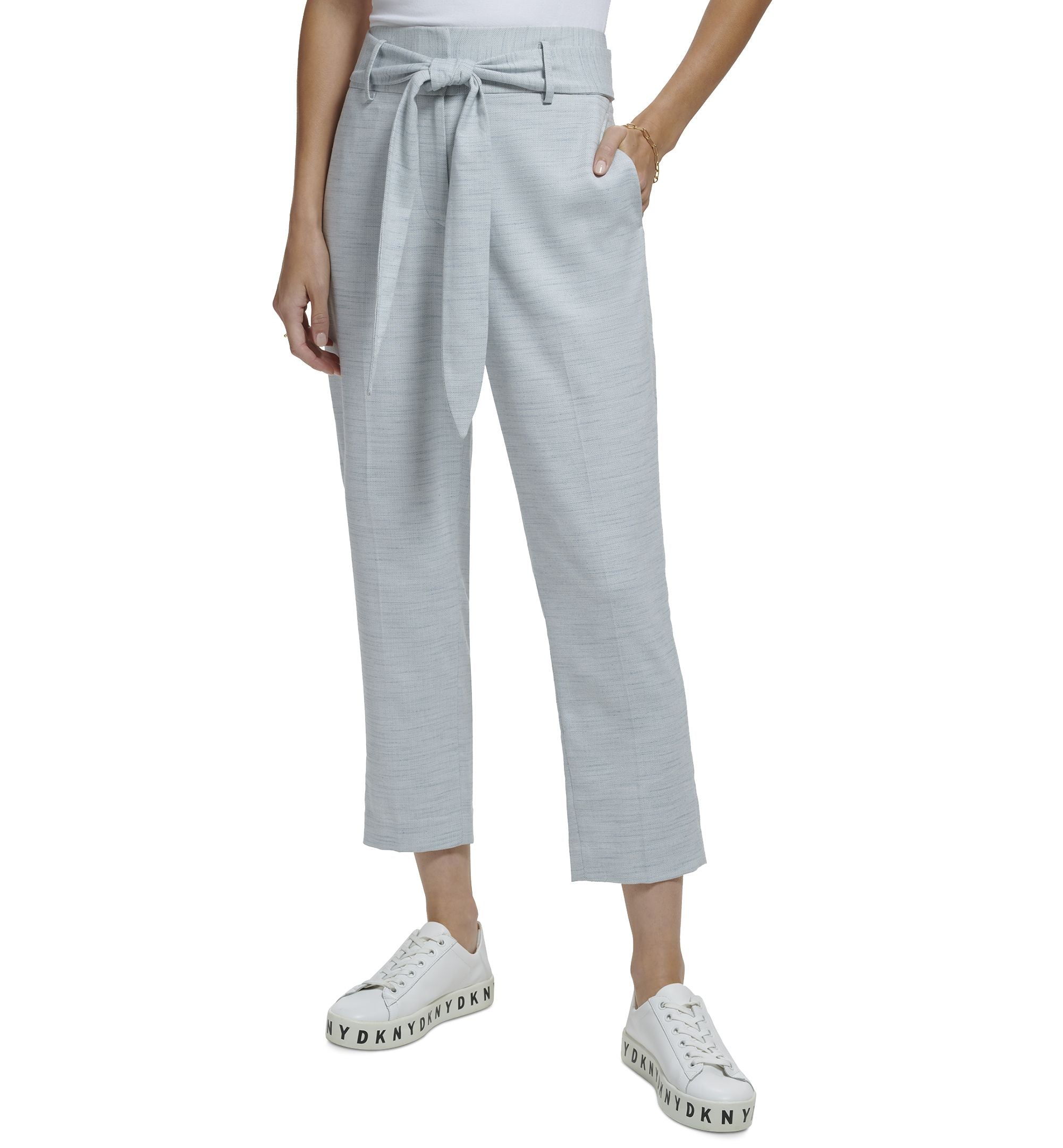 Women's High-Rise Tie-Belt Ankle Signature Pants