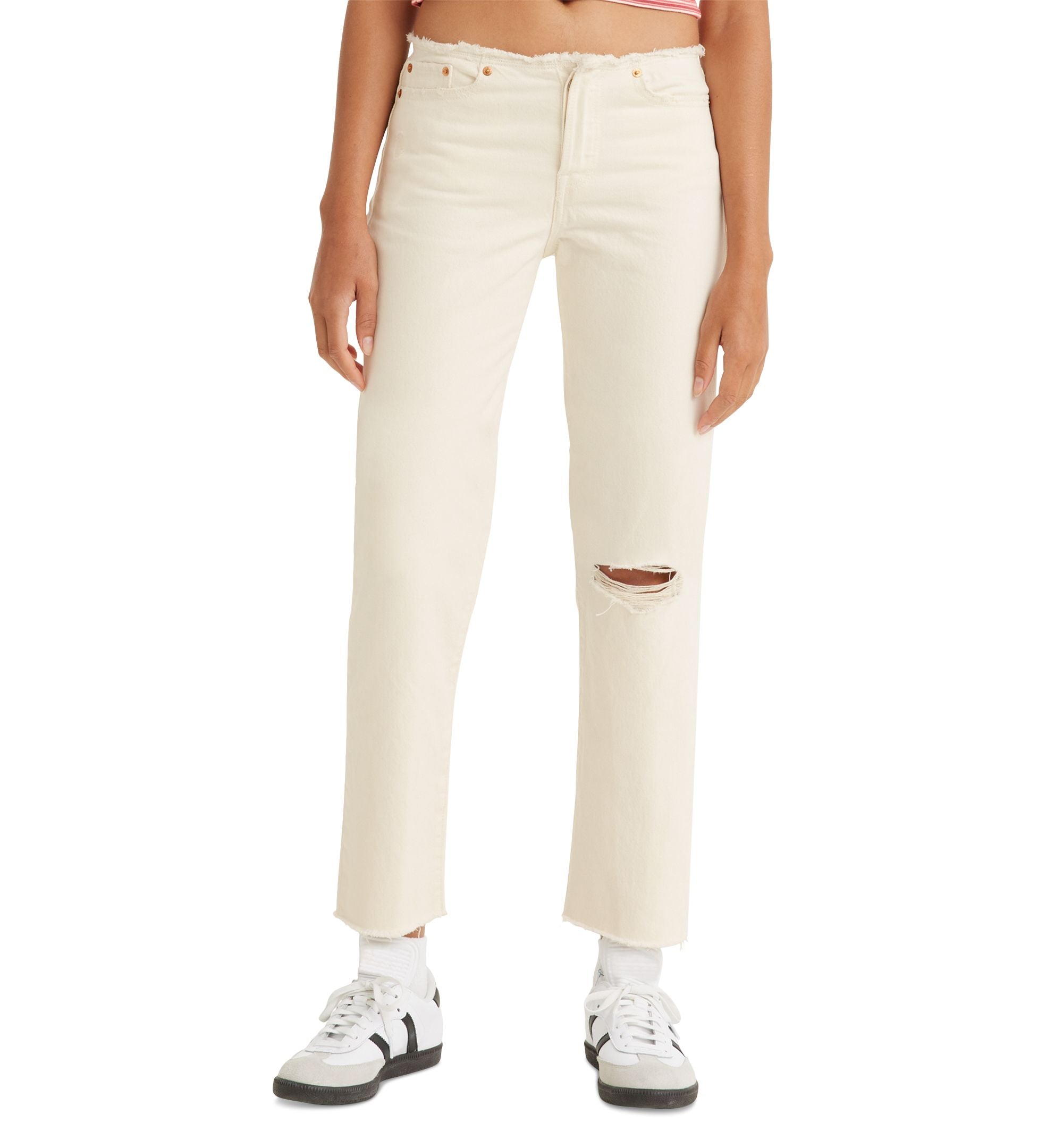 Women's Wedgie Straight-Leg Ripped Waistband Premium Jeans