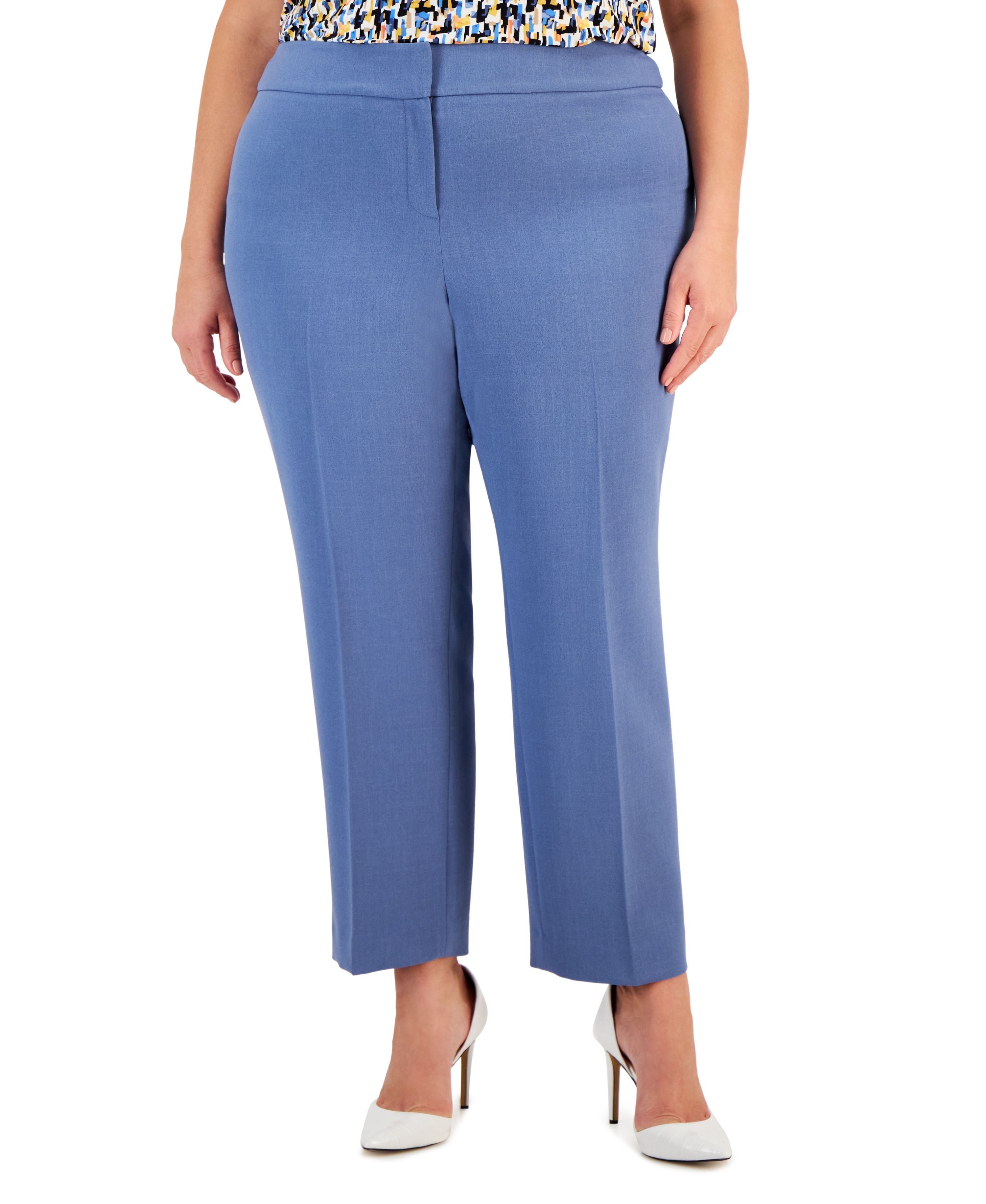 Plus Size Stretch Crepe Mid-Rise Ankle Signature Pants
