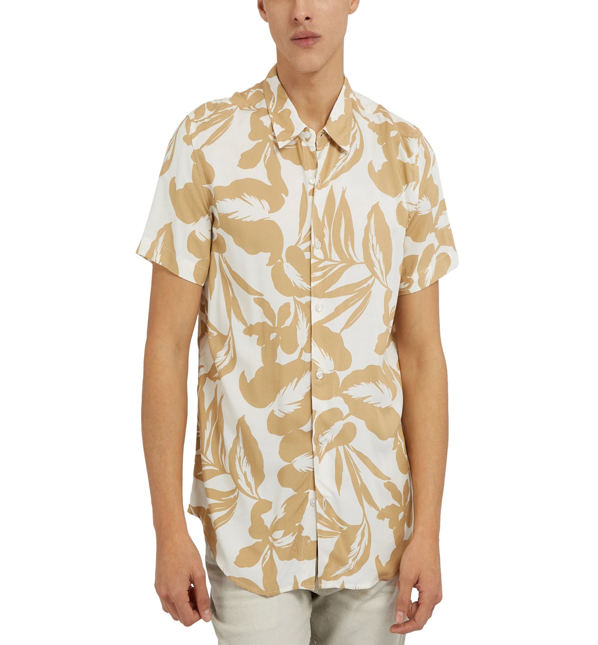 Men's Short-Sleeve Tropical-Print Modern Shirt