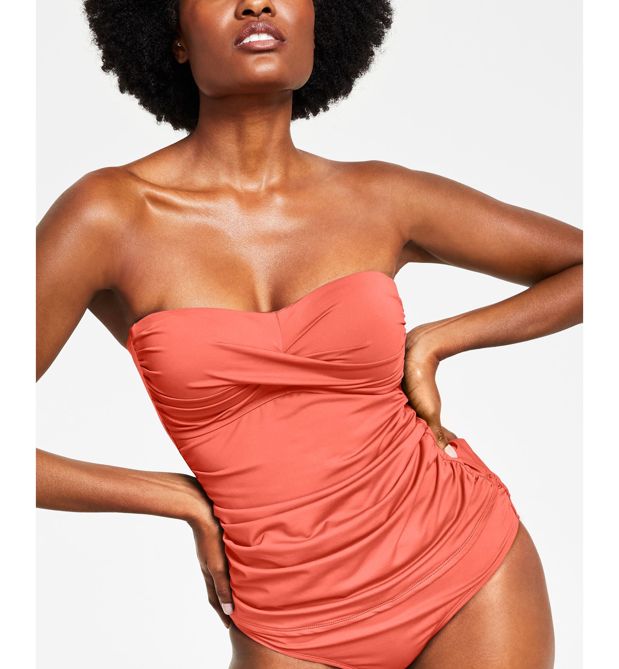 Twist-Front Ruched Tankini Premium Top
