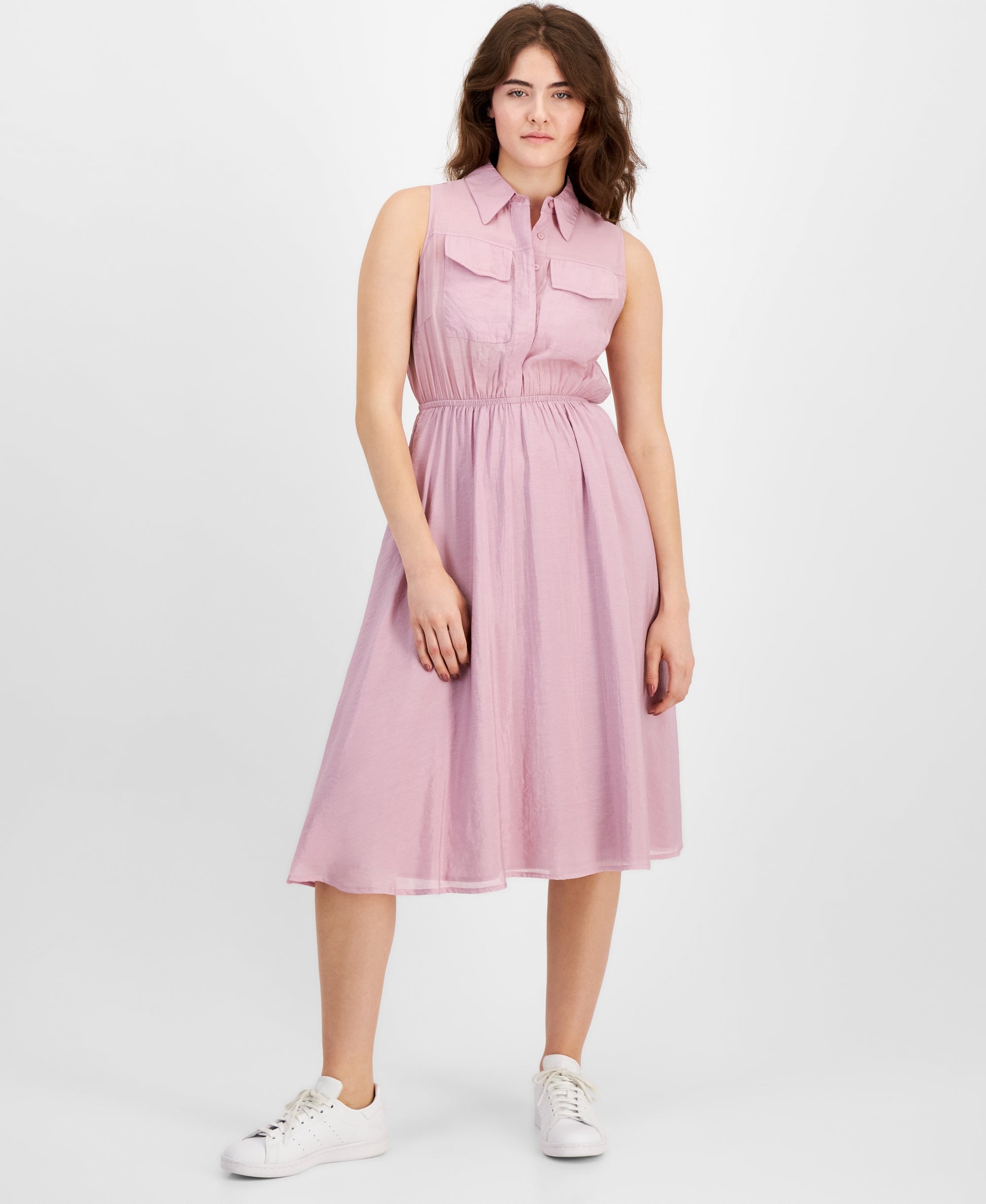 Women's Fit & Flare Midi Shirtdress Mauve Shadow S