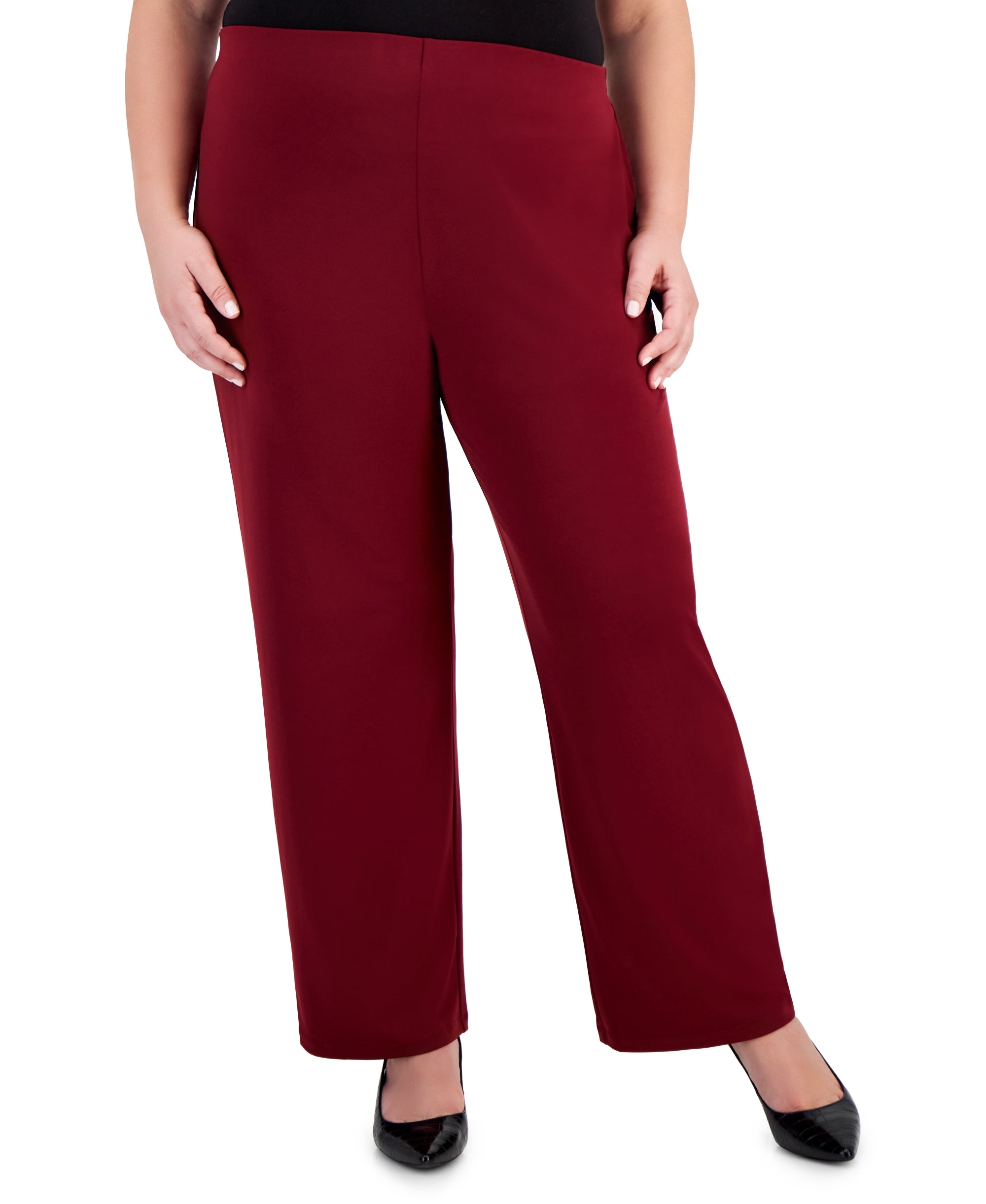 Plus and Petite Plus Size Wide-Leg Pull-On Signature Pants