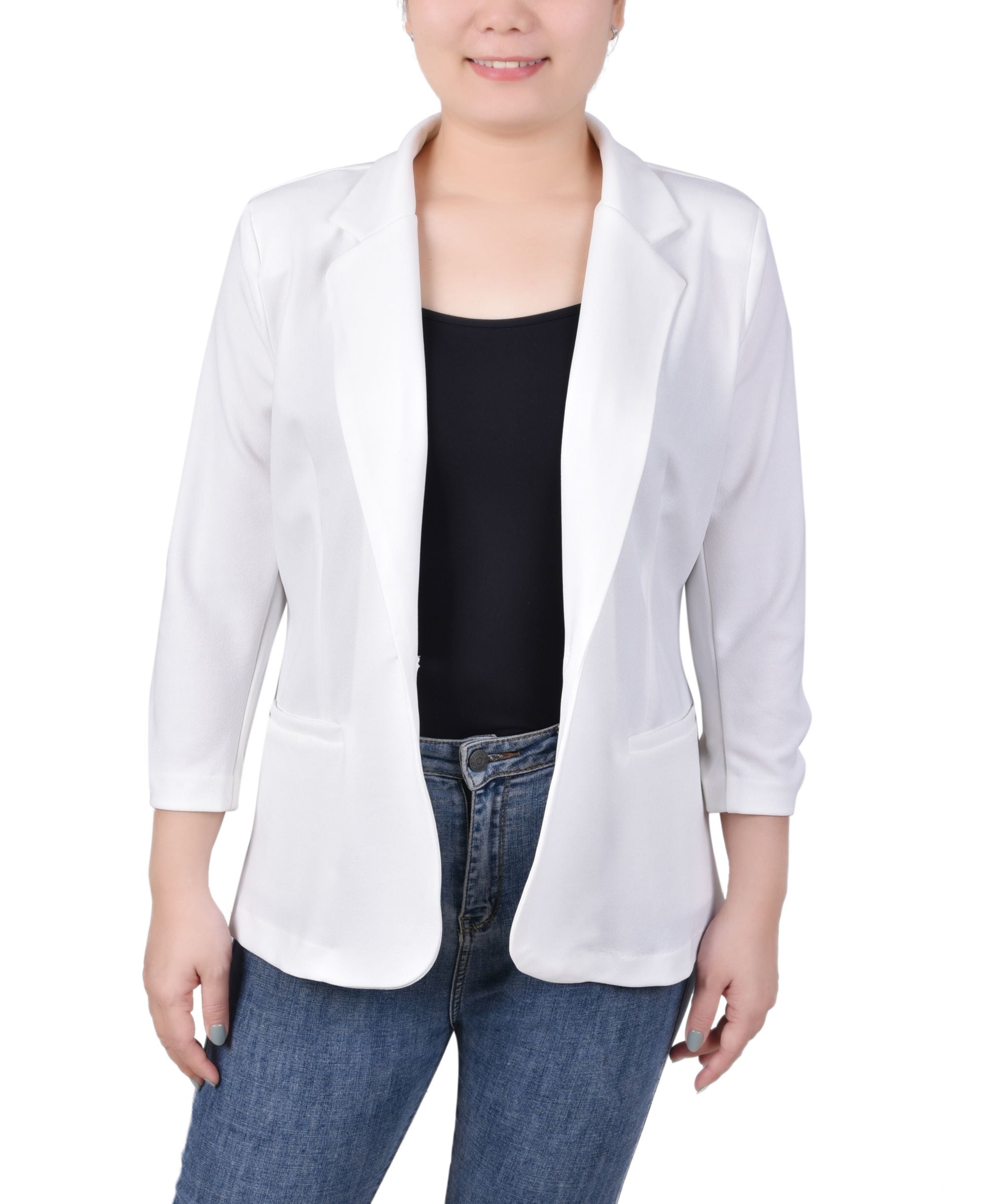 Petite 3/4 Sleeve Scuba Crepe Blazer