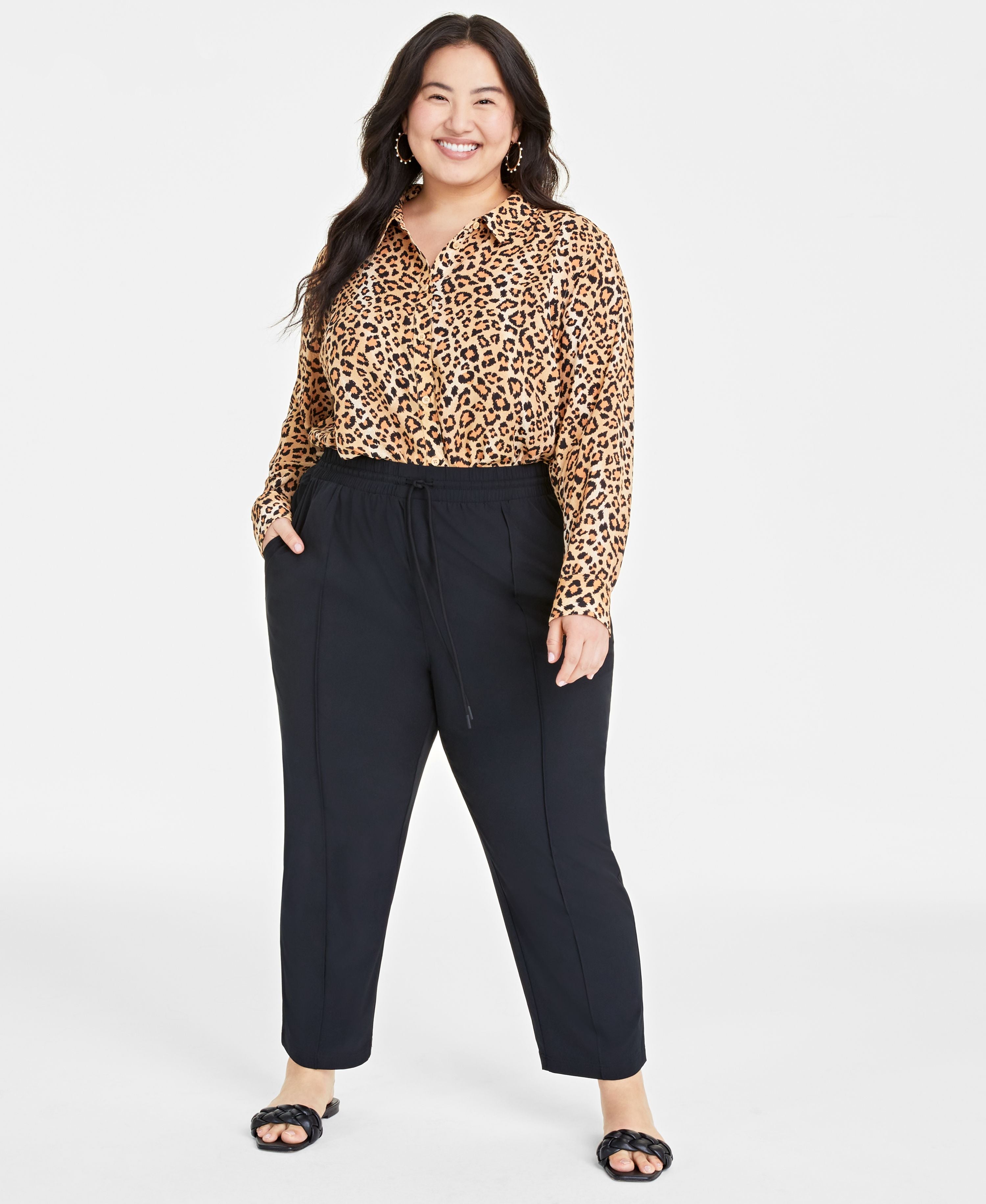 Plus Size Drawstring Commuter Signature Pants