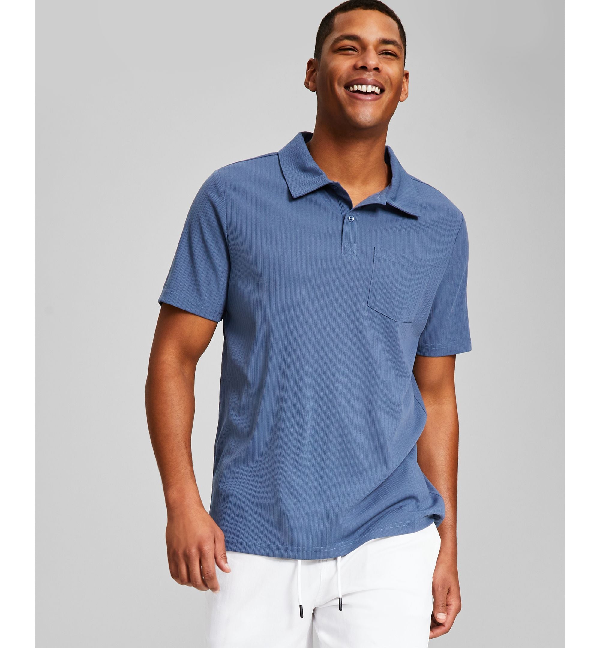 Men's Textured Short-Sleeve Polo Modern Shirt