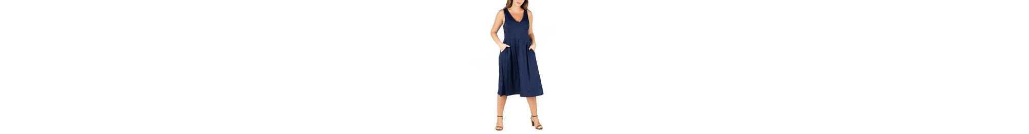 Plus Size Midi Fit and Flare Pocket Dress