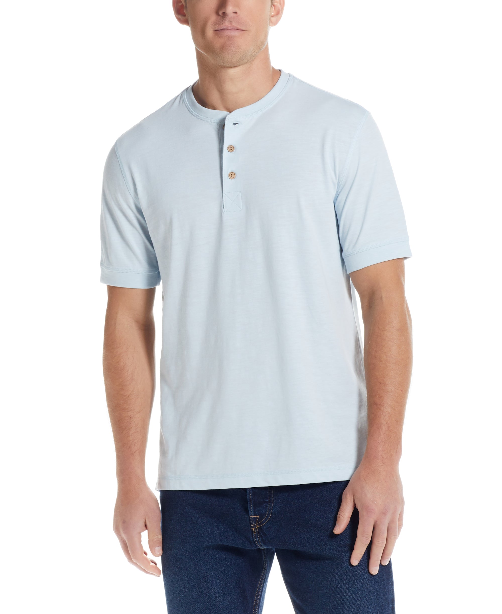 Men's Short-Sleeve Melange Henley T-Modern Shirt