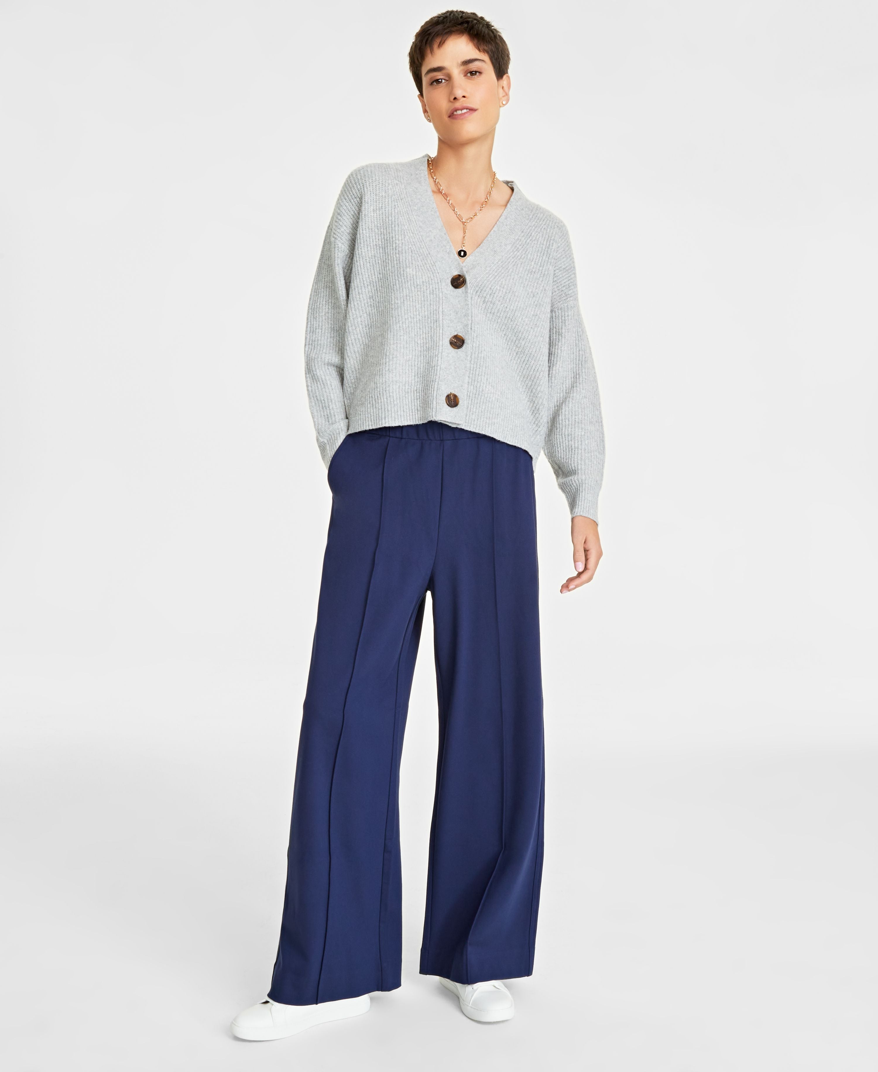 Women's Ponte Pull-On Wide-Leg Signature Pants