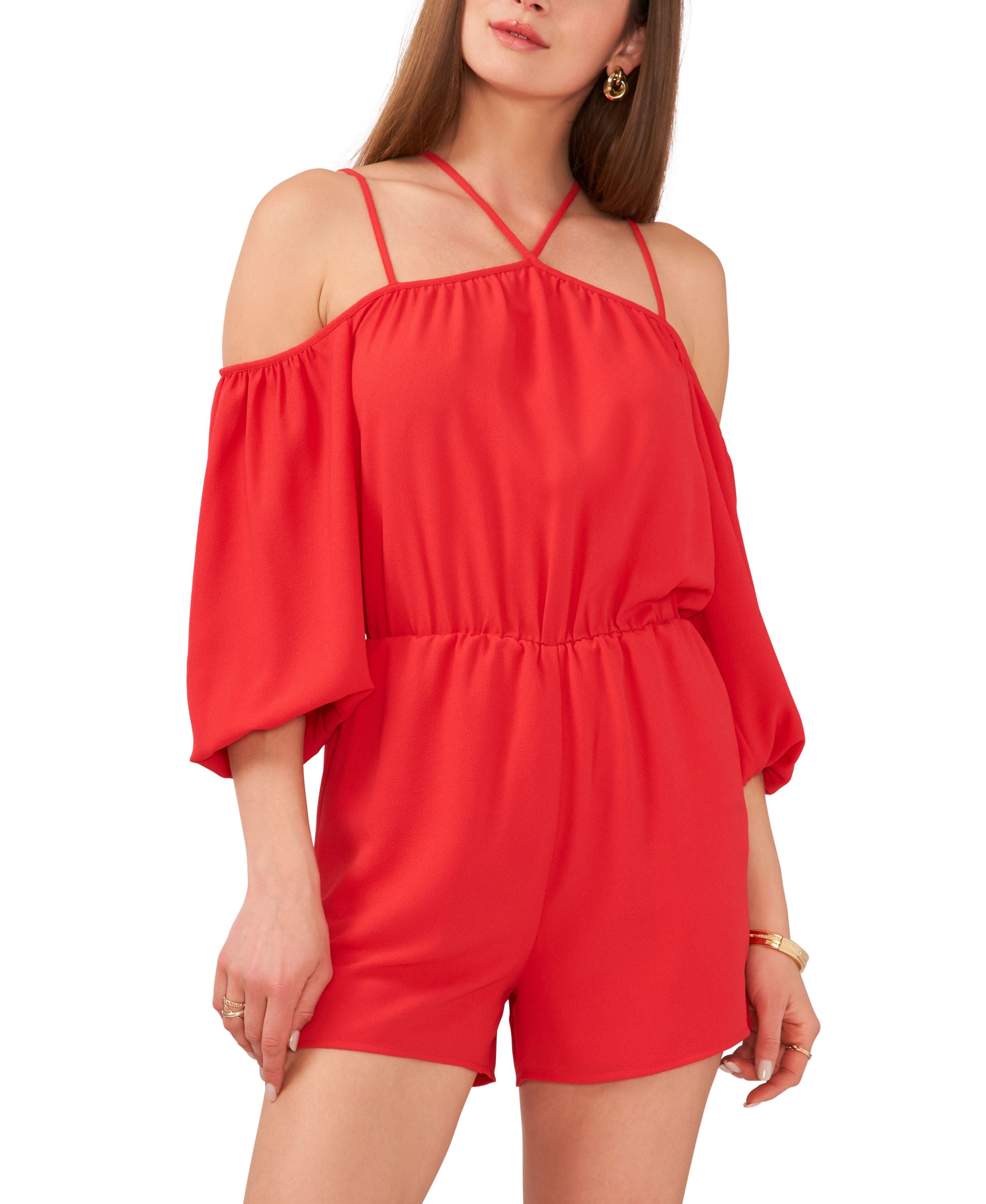 Women's High Neck Strappy Cold Shoulder Romper