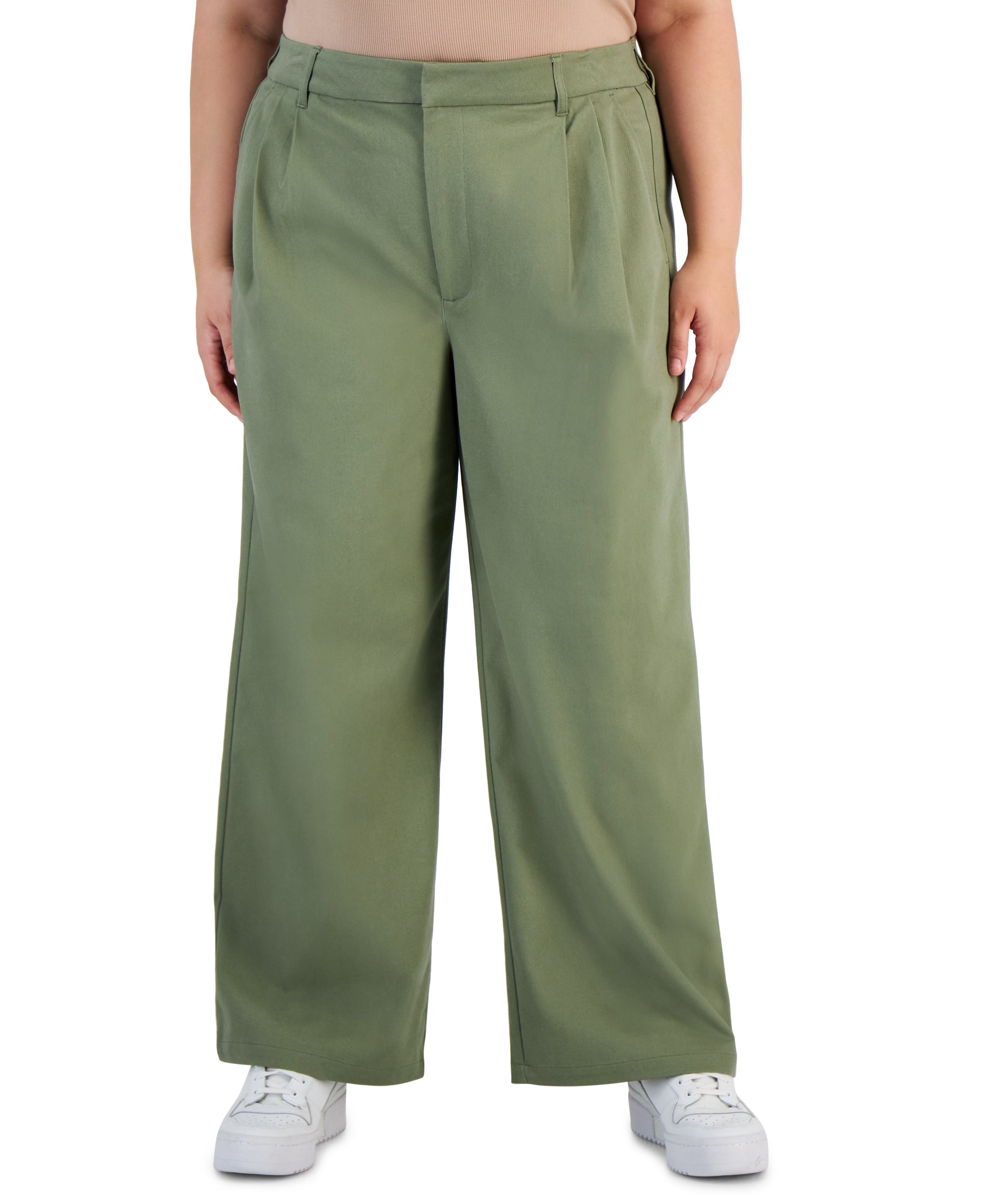 Modern Plus Size Wide-Leg Pleated-Waist Signature Pants