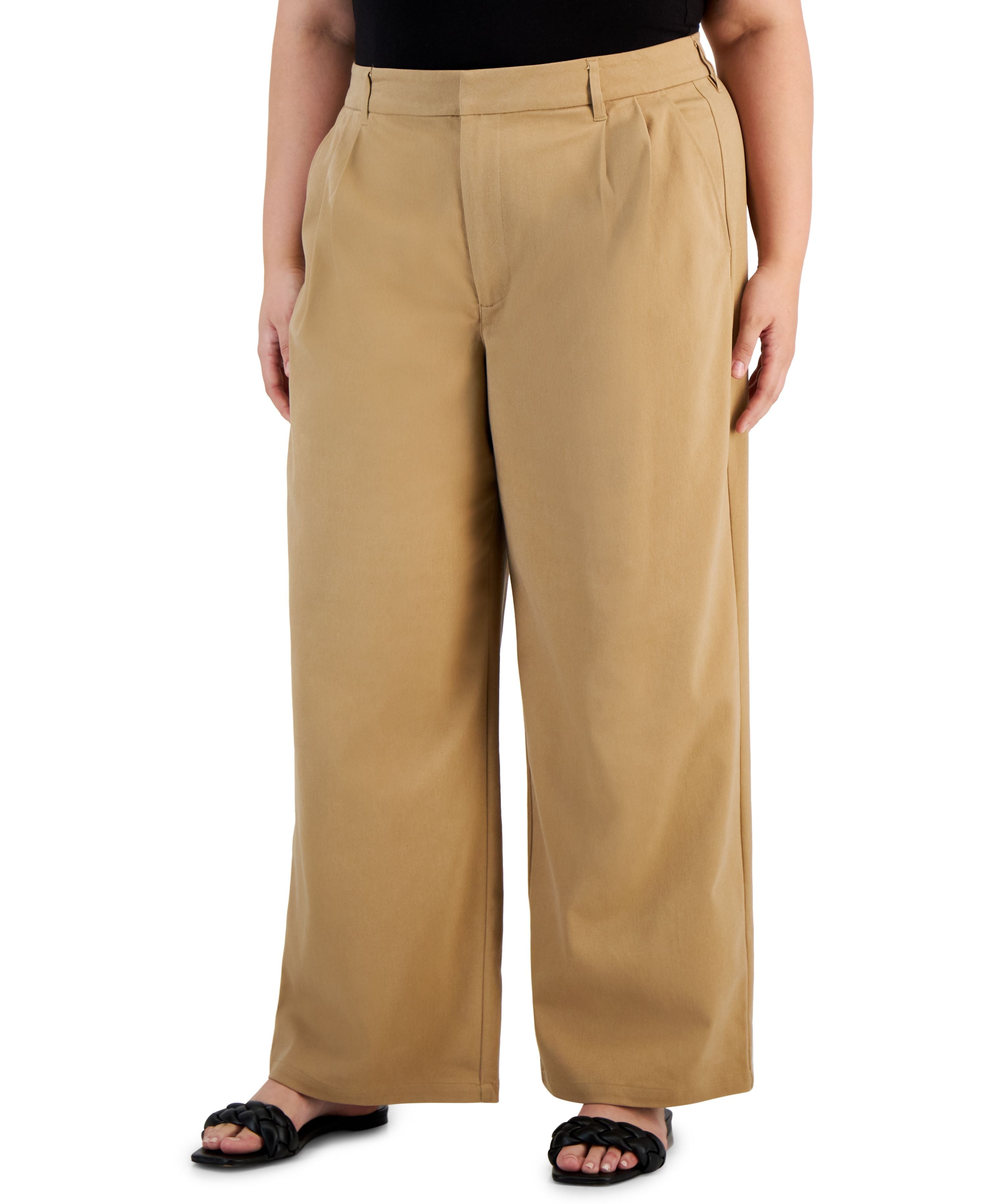 Modern Plus Size Wide-Leg Pleated-Waist Signature Pants