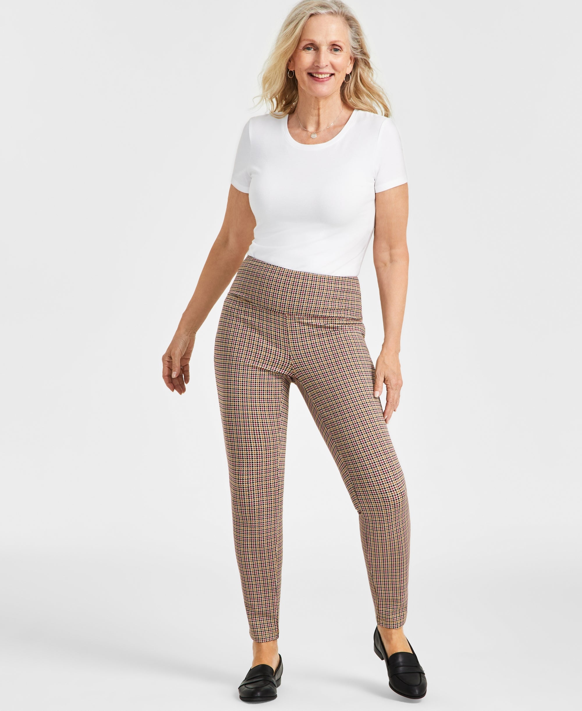 Women's Printed High-Rise Pont�-Knit Signature Pants
