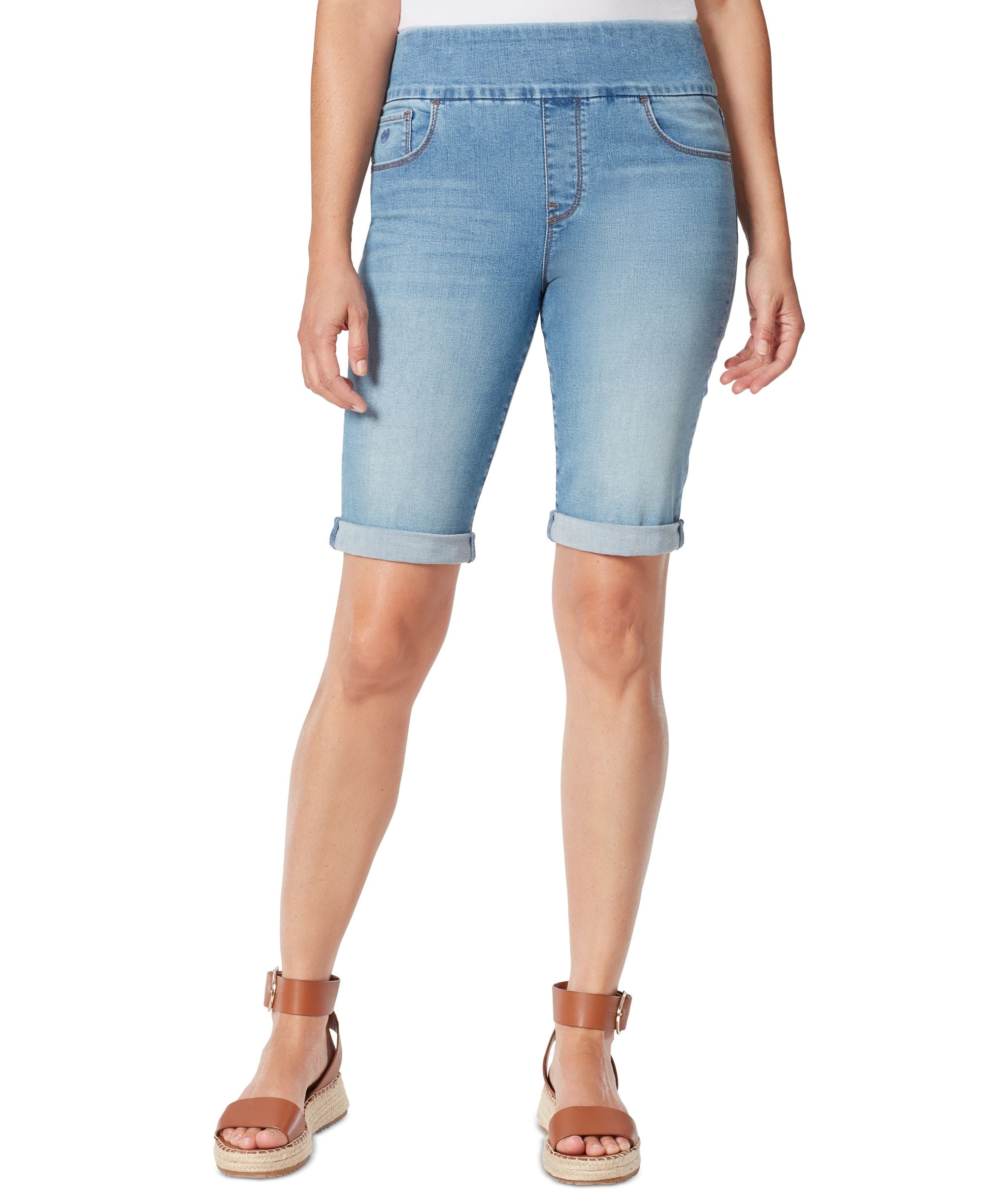 Petite Amanda Denim Pull-On Bermuda Premium Shorts
