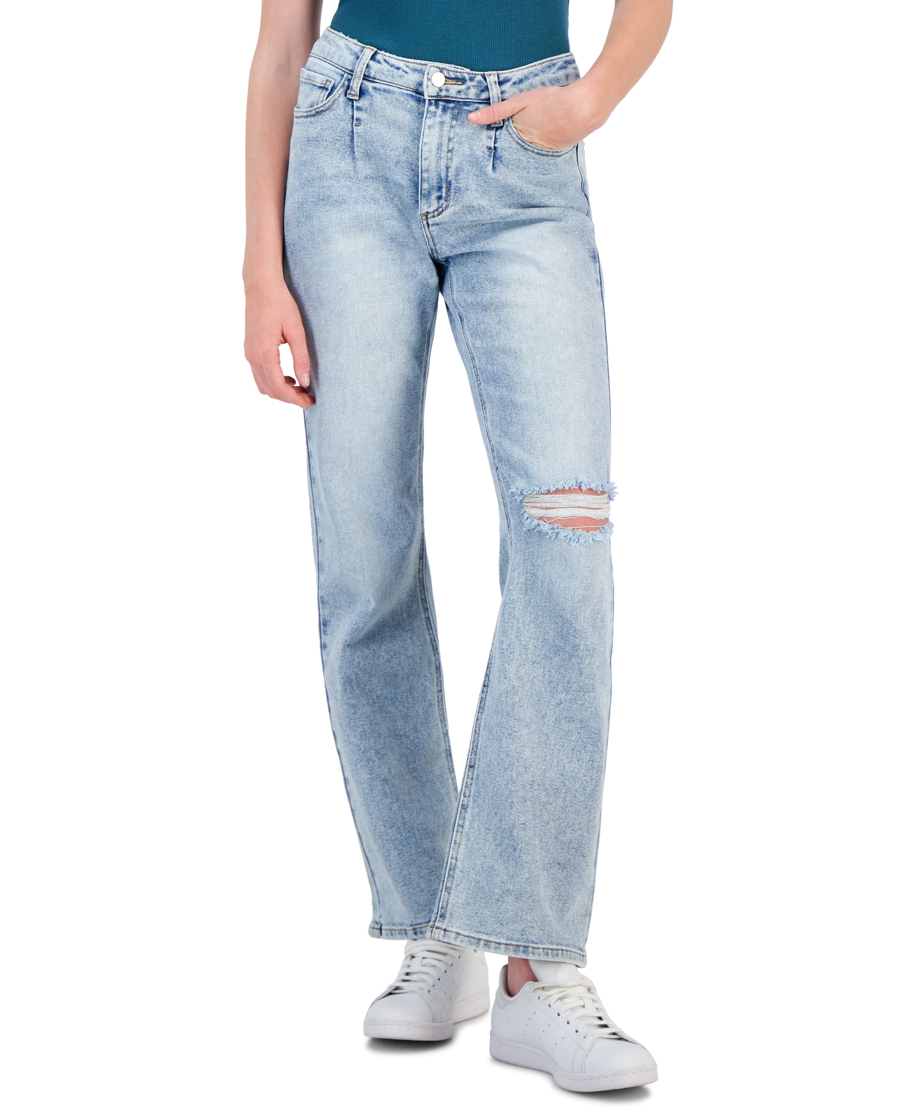 Juniors' High-Rise Relaxed Flare Premium Jeans