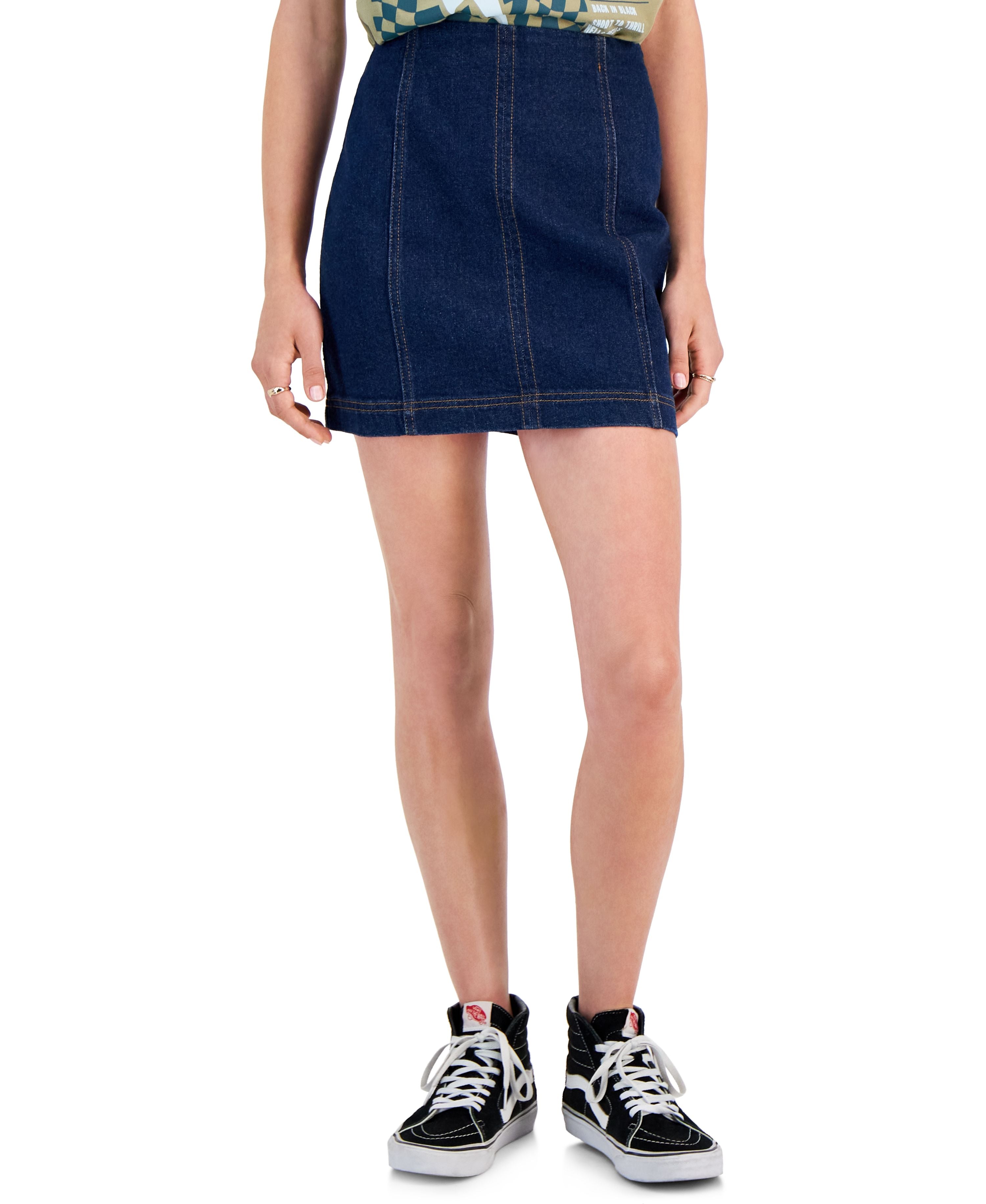 Juniors' Seamed Mini Modern Skirt