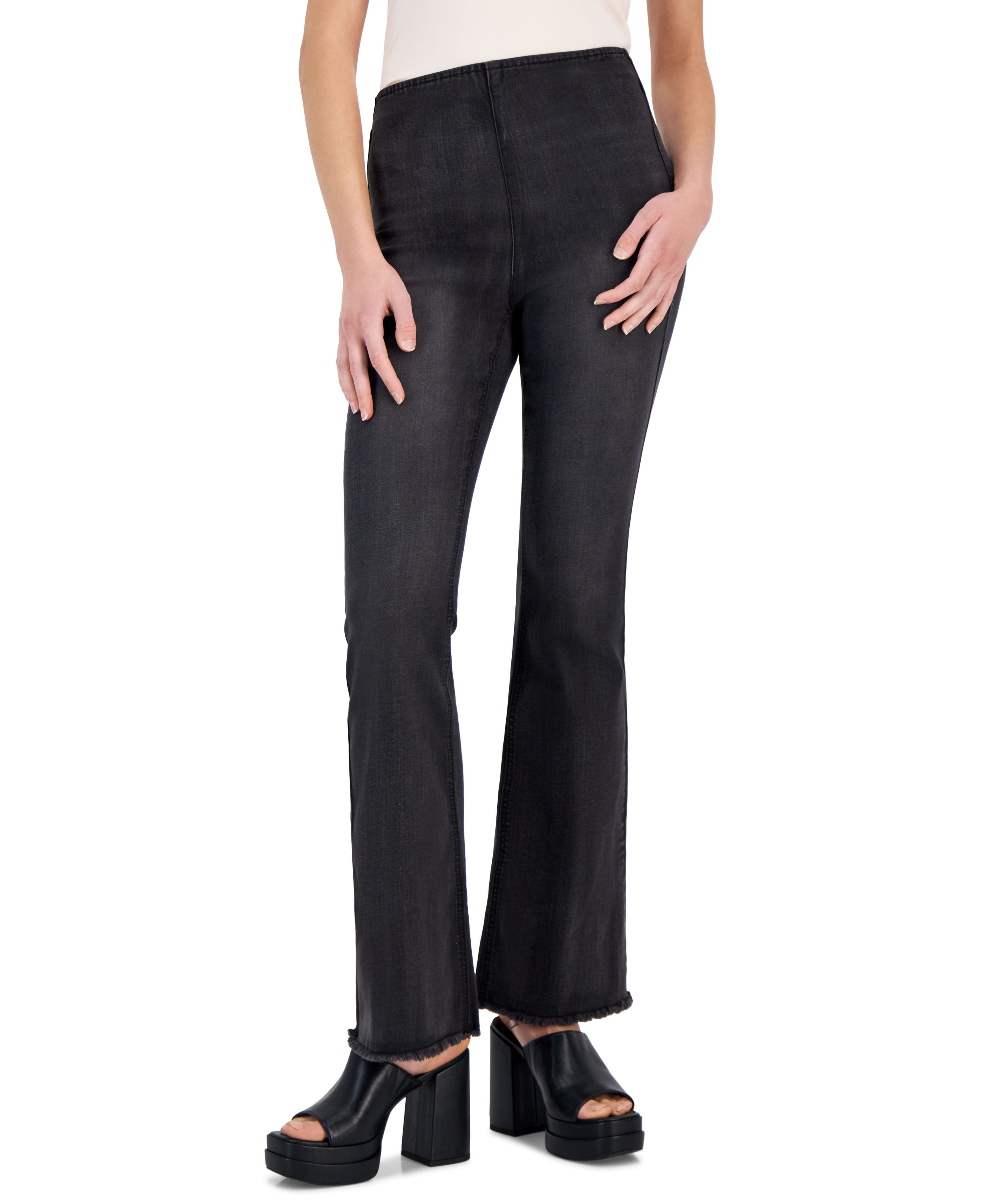 Juniors' High-Rise Pull-On Flare Signature Pants