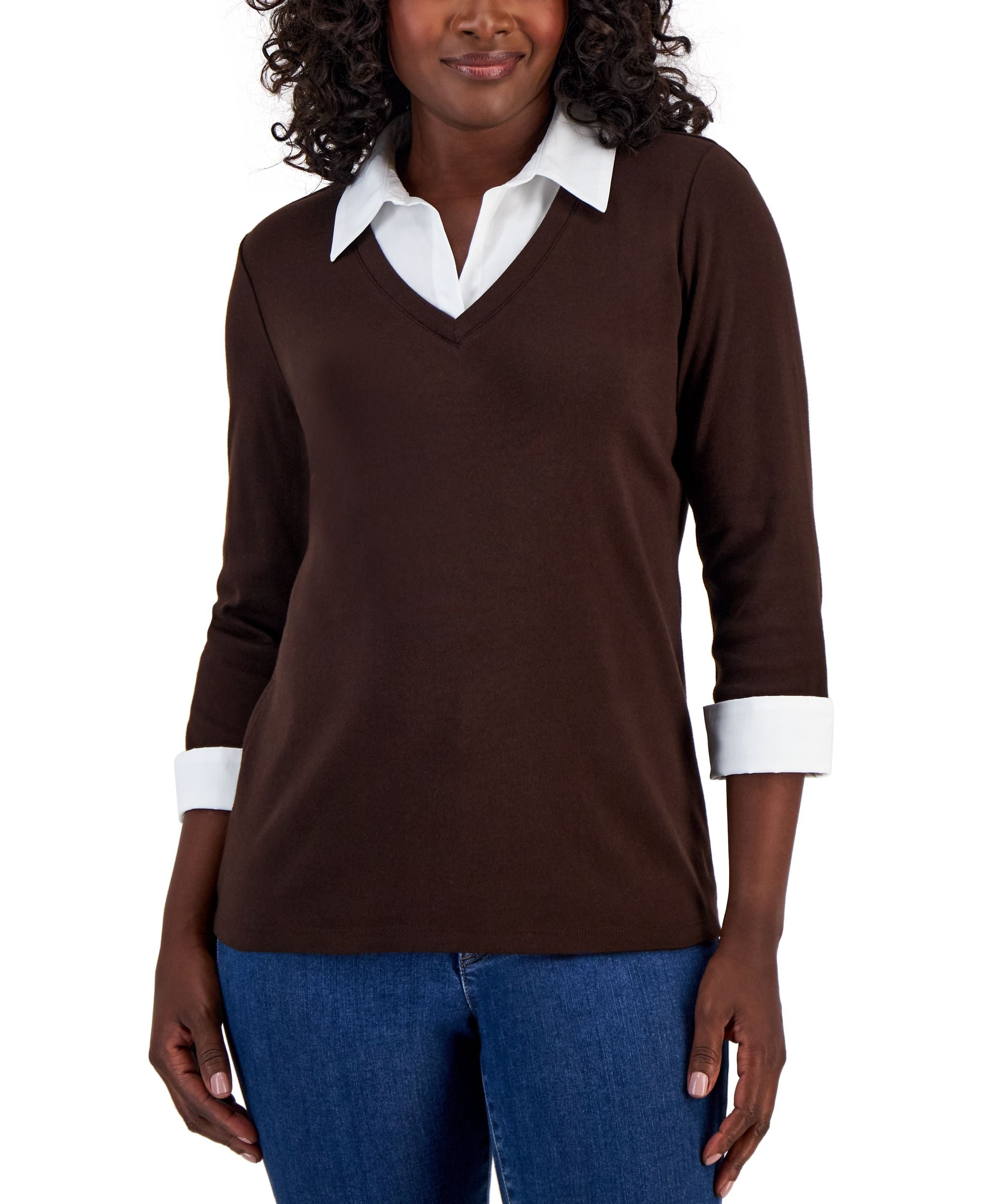 Cotton Layered-Look Woven Premium Top