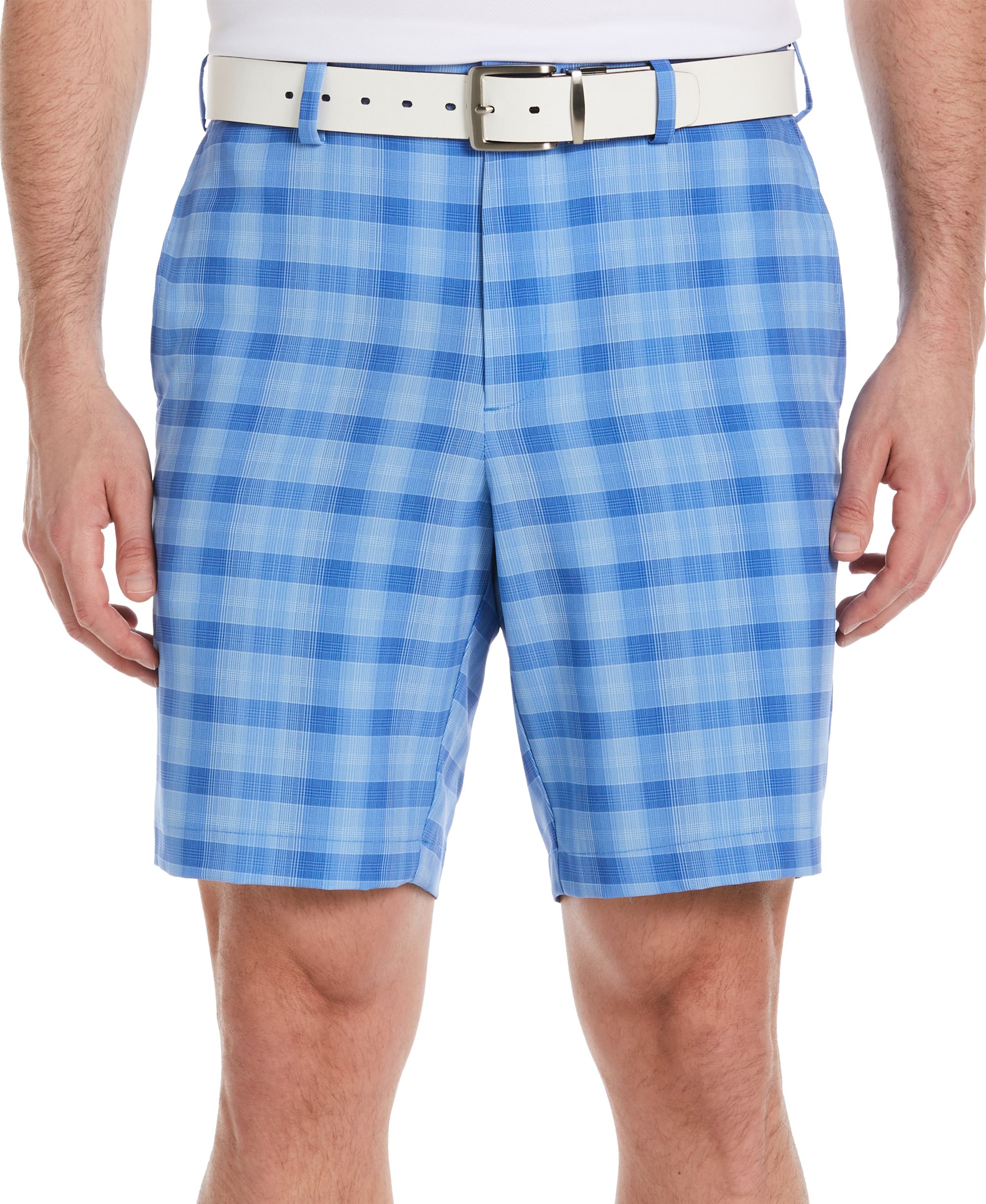 Men's Moisture-Wicking Stretch Shadow Plaid 9" Golf Premium Shorts