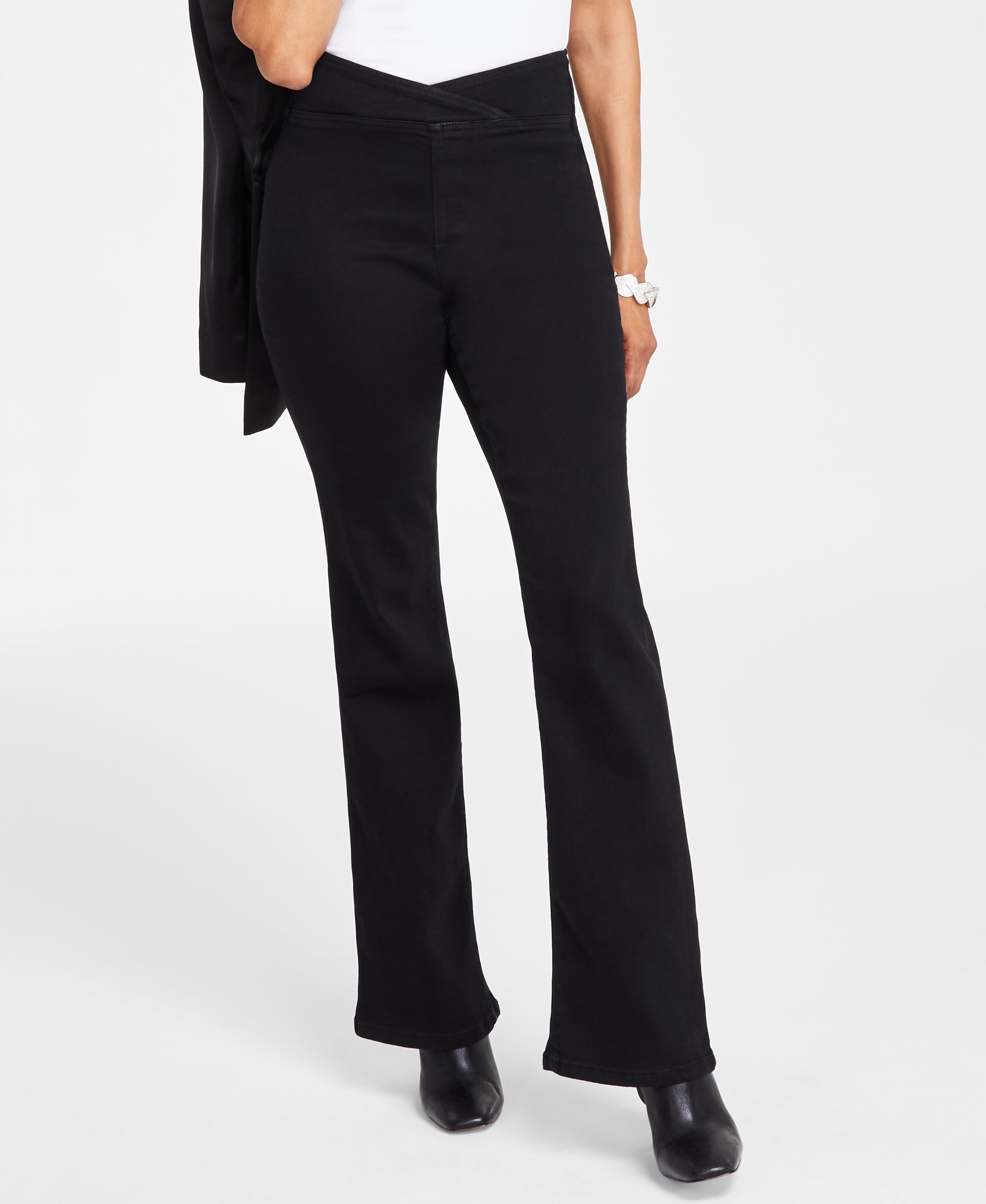 Women's High Rise Asymmetrical Waist Pull-On Premium Jeans