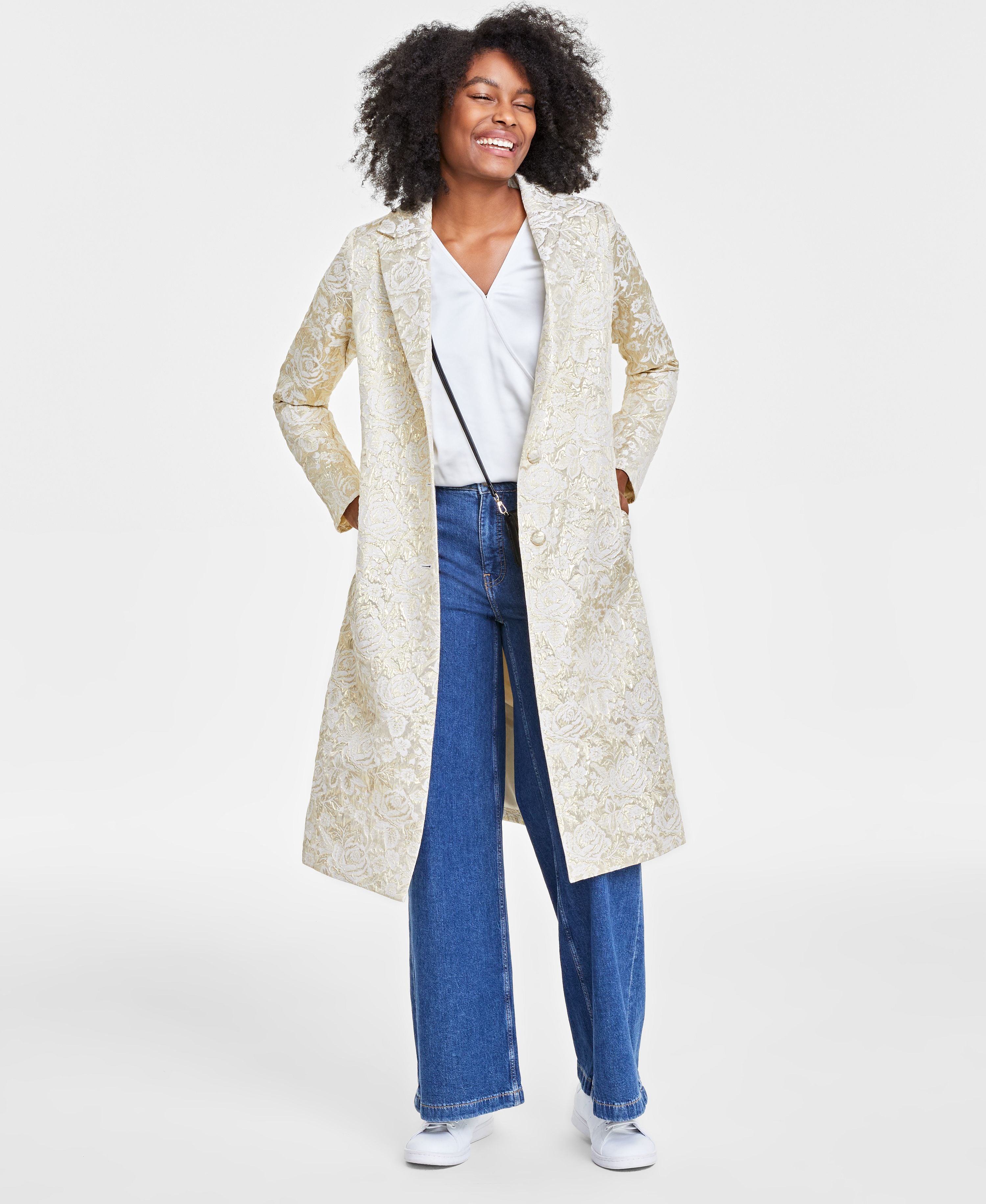 Women's Metallic Jacquard Premium Top Coat