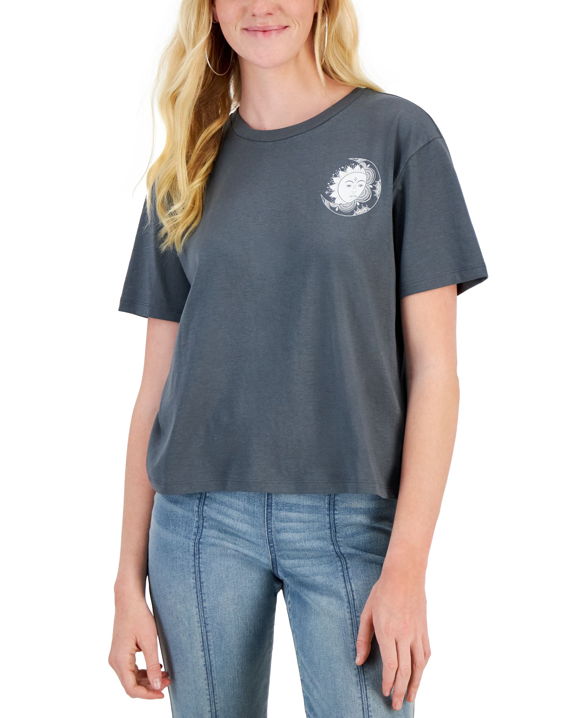Juniors' Celestial Graphic Short-Sleeve T-Modern Shirt