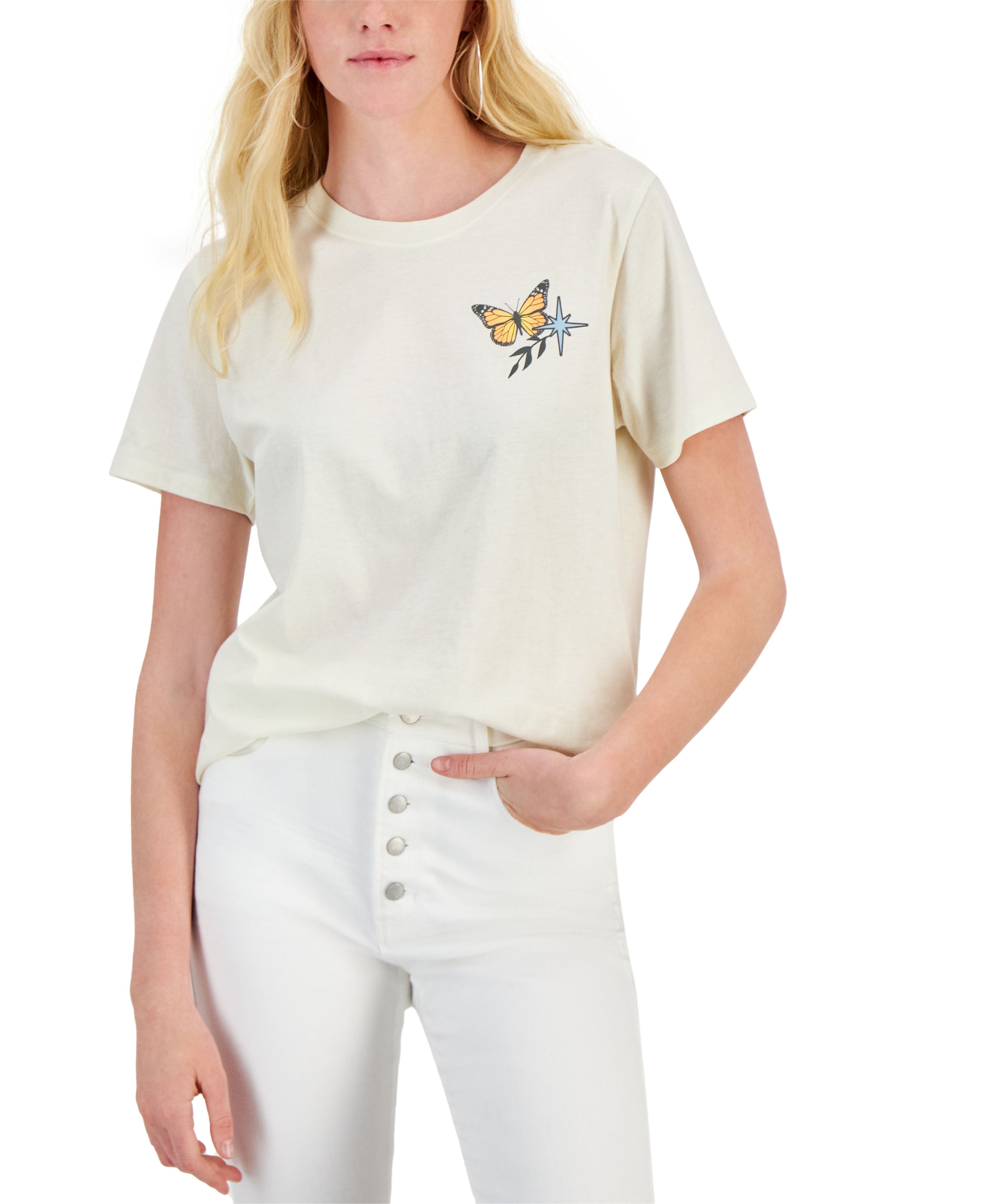 Juniors' Butterfly Graphic Short-Sleeve T-Modern Shirt
