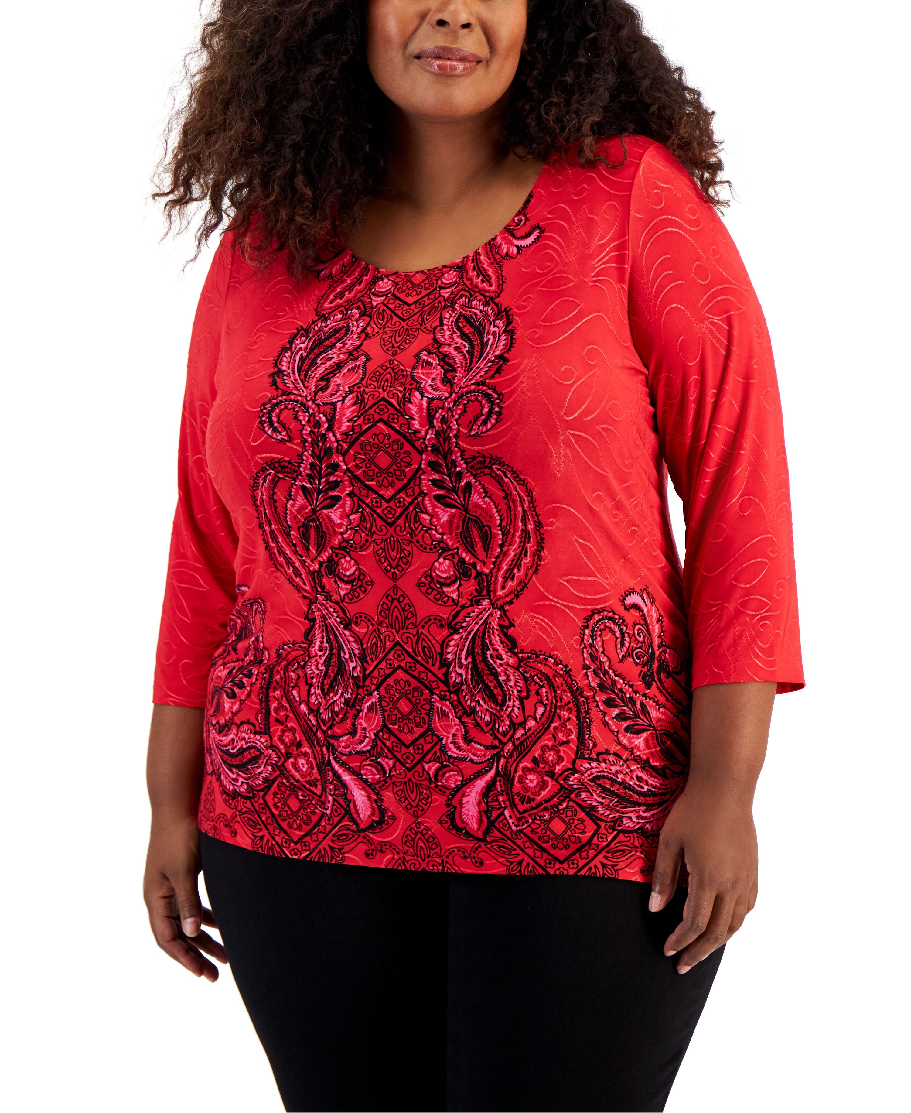 Plus Size Runway Etch Jacquard Knit Premium Top