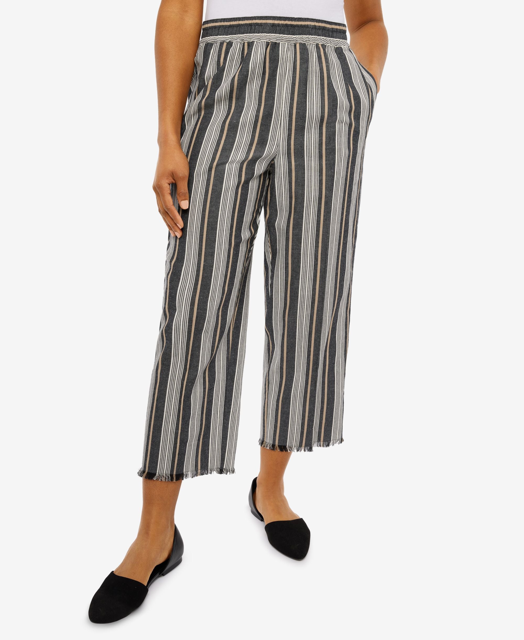 Women's Marrakech Stripe Ankle Signature Pants with Fringe