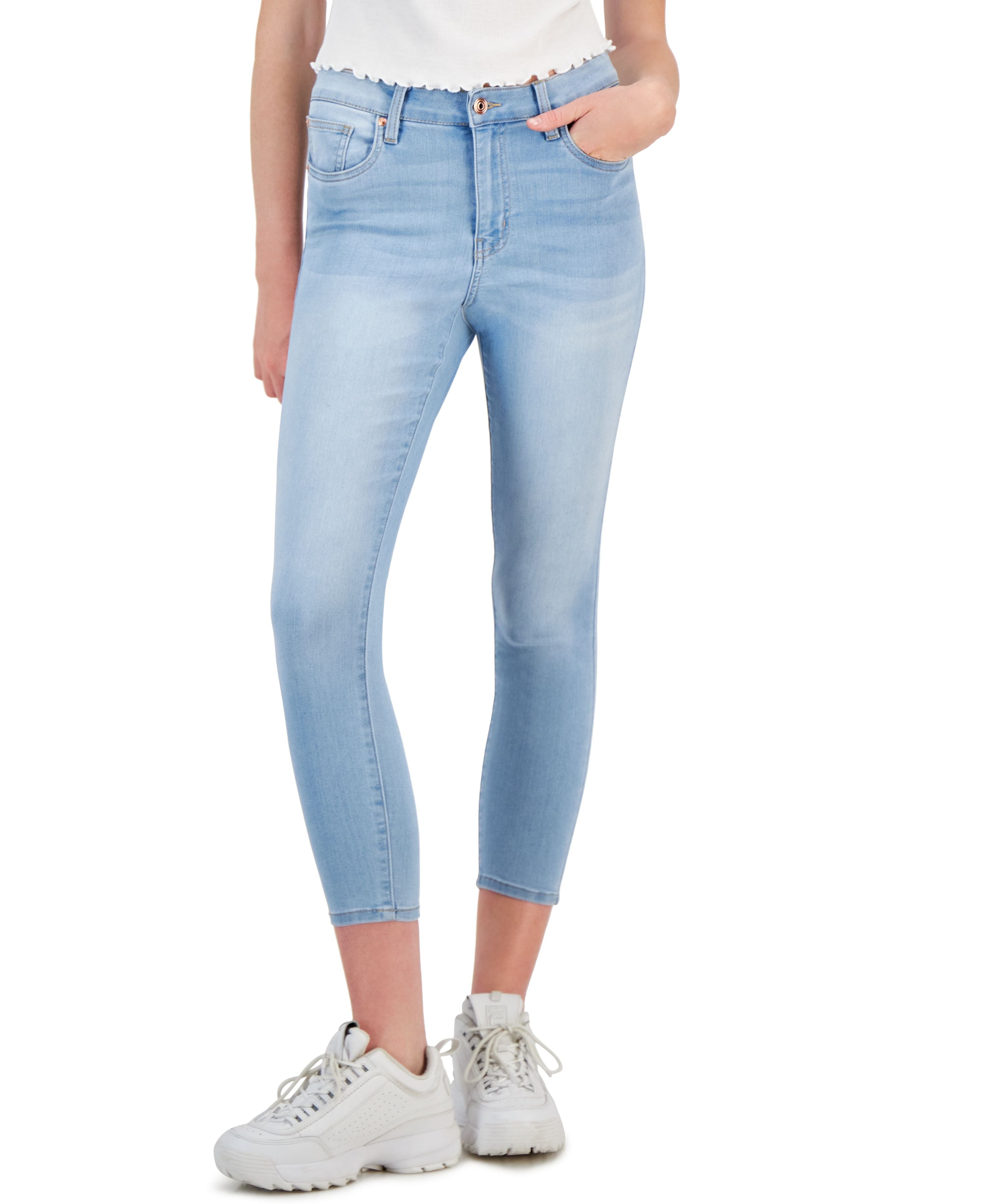 Juniors' Curvy Distressed Skinny-Fit Ankle Premium Jeans