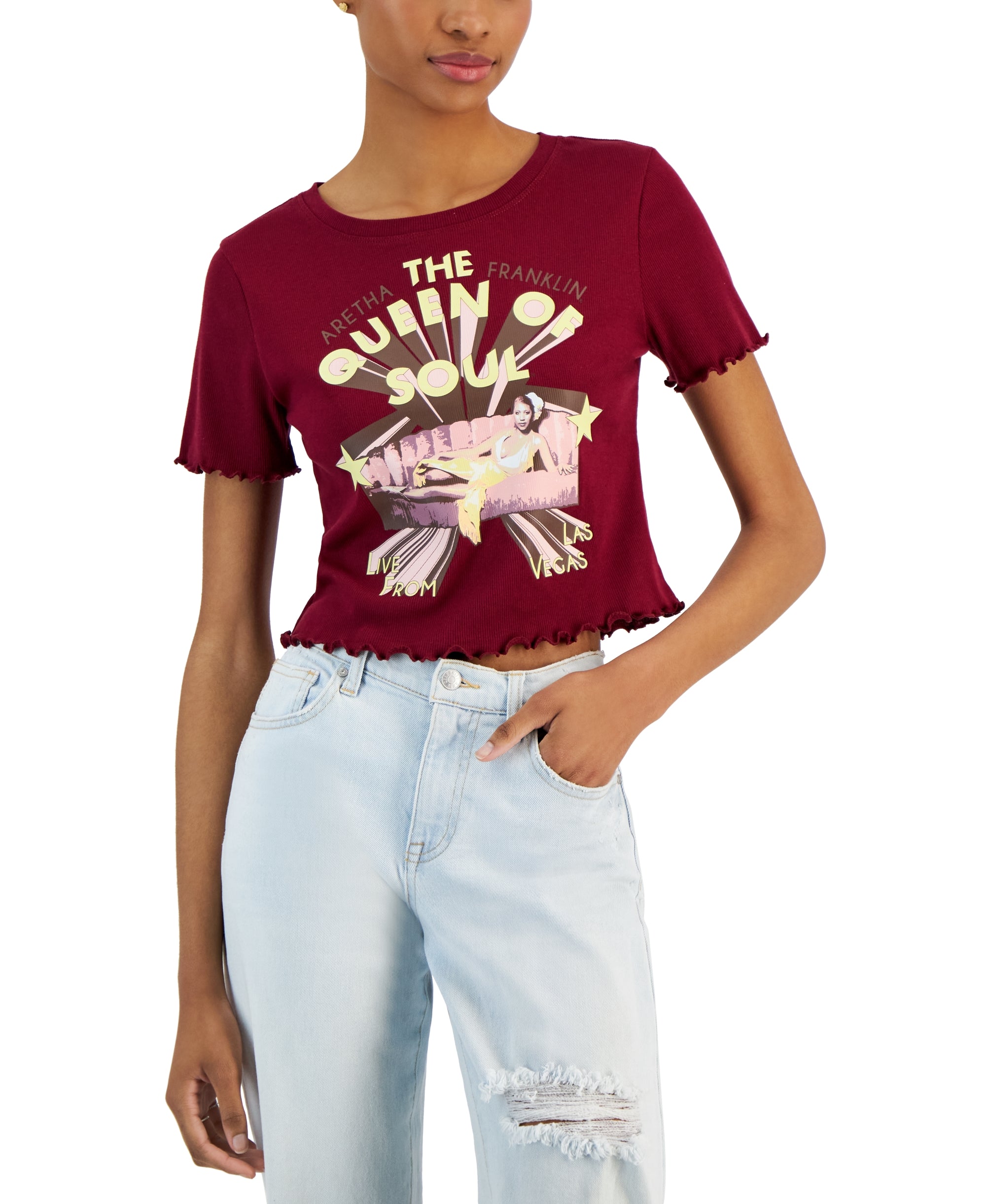 Juniors' Queen of Soul Lettuce-Edge T-Modern Shirt