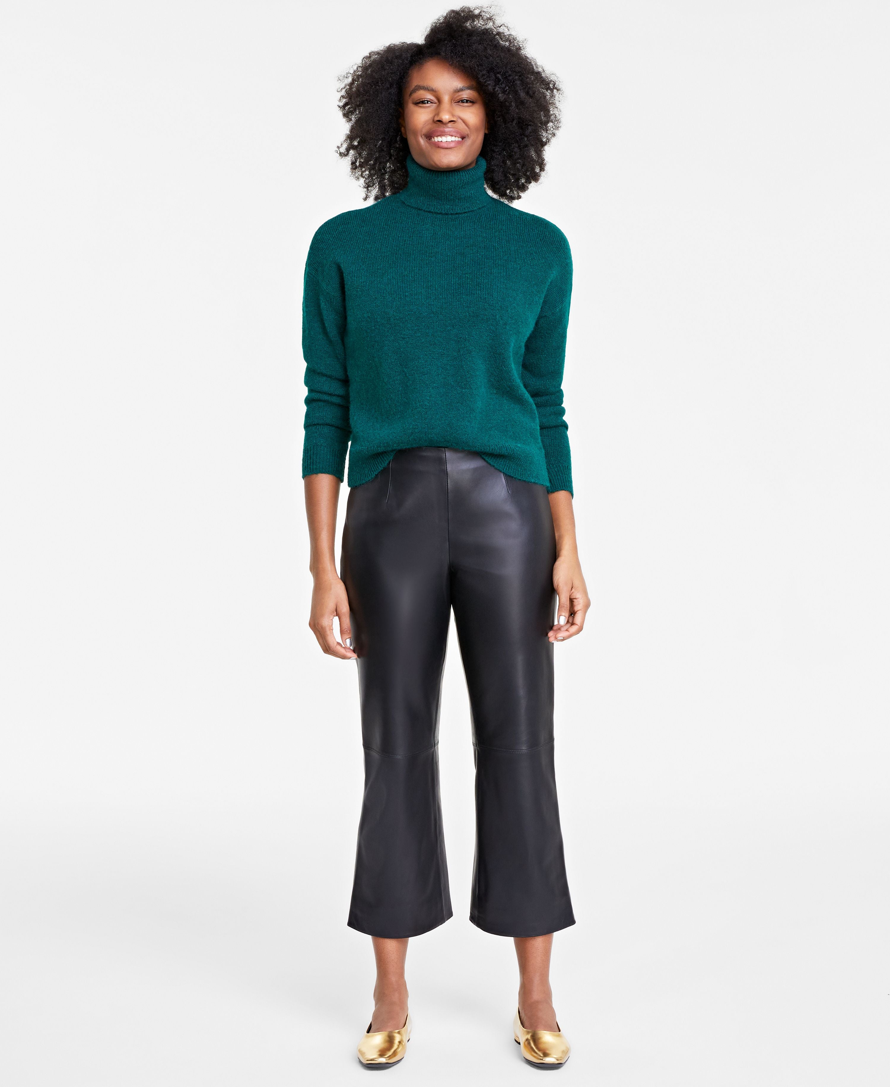 Women's Leather Kick-Flare Signature Pants