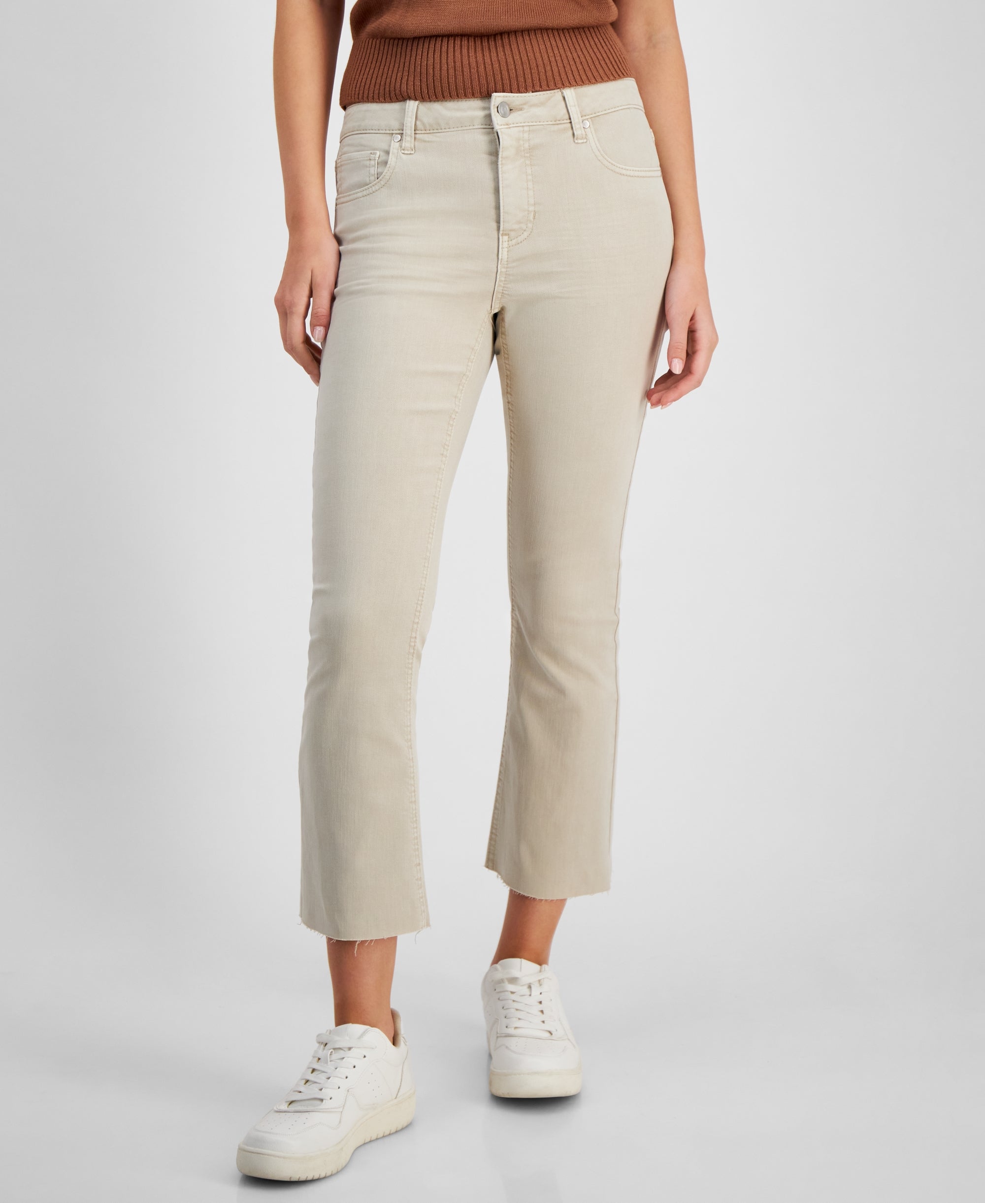 Women's Cropped Flare-Leg Frayed Premium Jeans