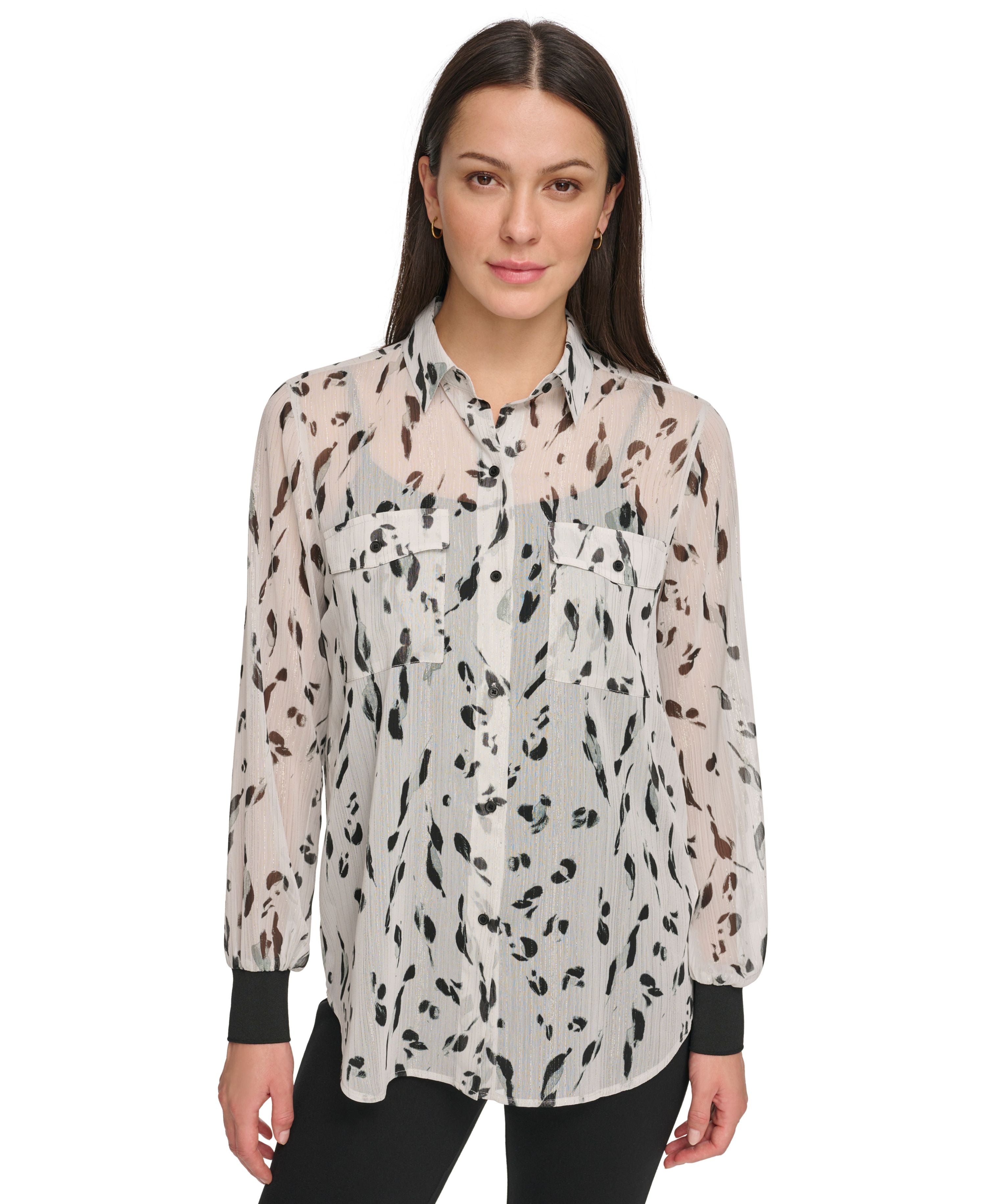 Women's Animal-Print Long-Sleeve Modern Shirt