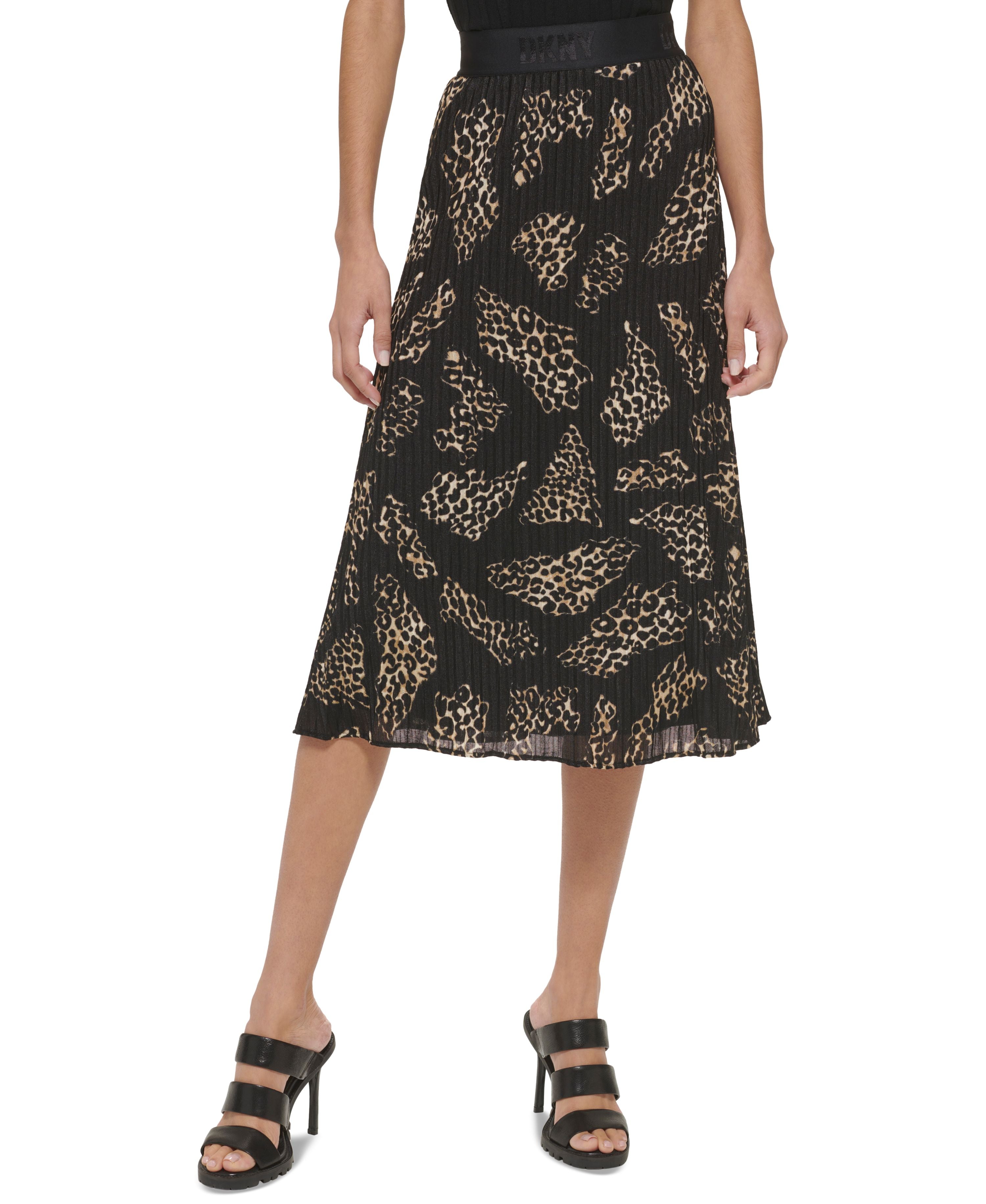 Women's Animal-Print Pleated Midi Modern Skirt